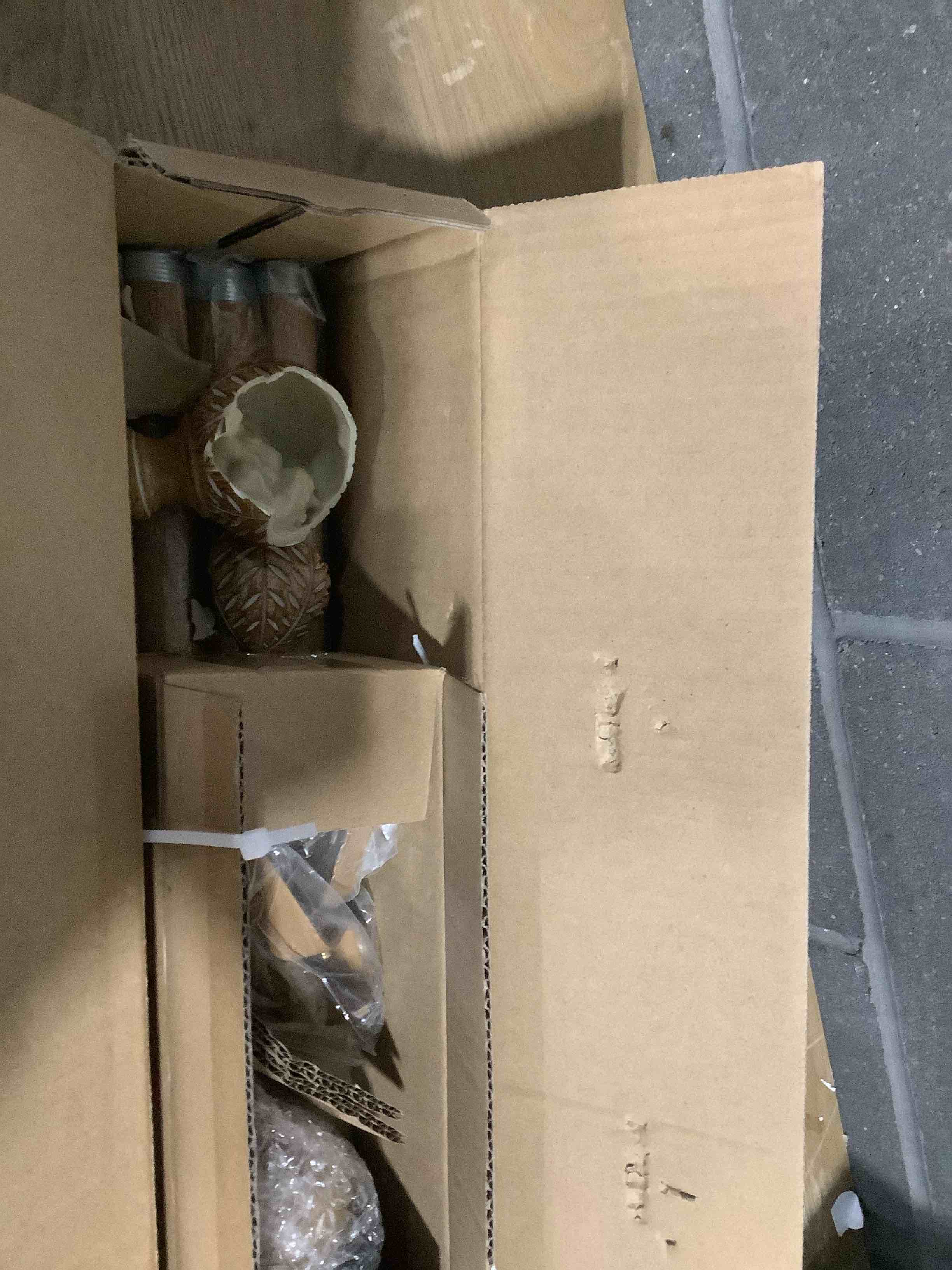 Condition photo showing As Is for Wood Curtain Rods for Windows 48 to 84 Inch,1'' Diameter Drapery Rods with Imitation Wood Grain Leaf Pattern Finials,Boho Adjustable Heavy Duty Curtain Rods Set,36-88'',Color:Natural Wood 36'' - 88'' Natural Wood