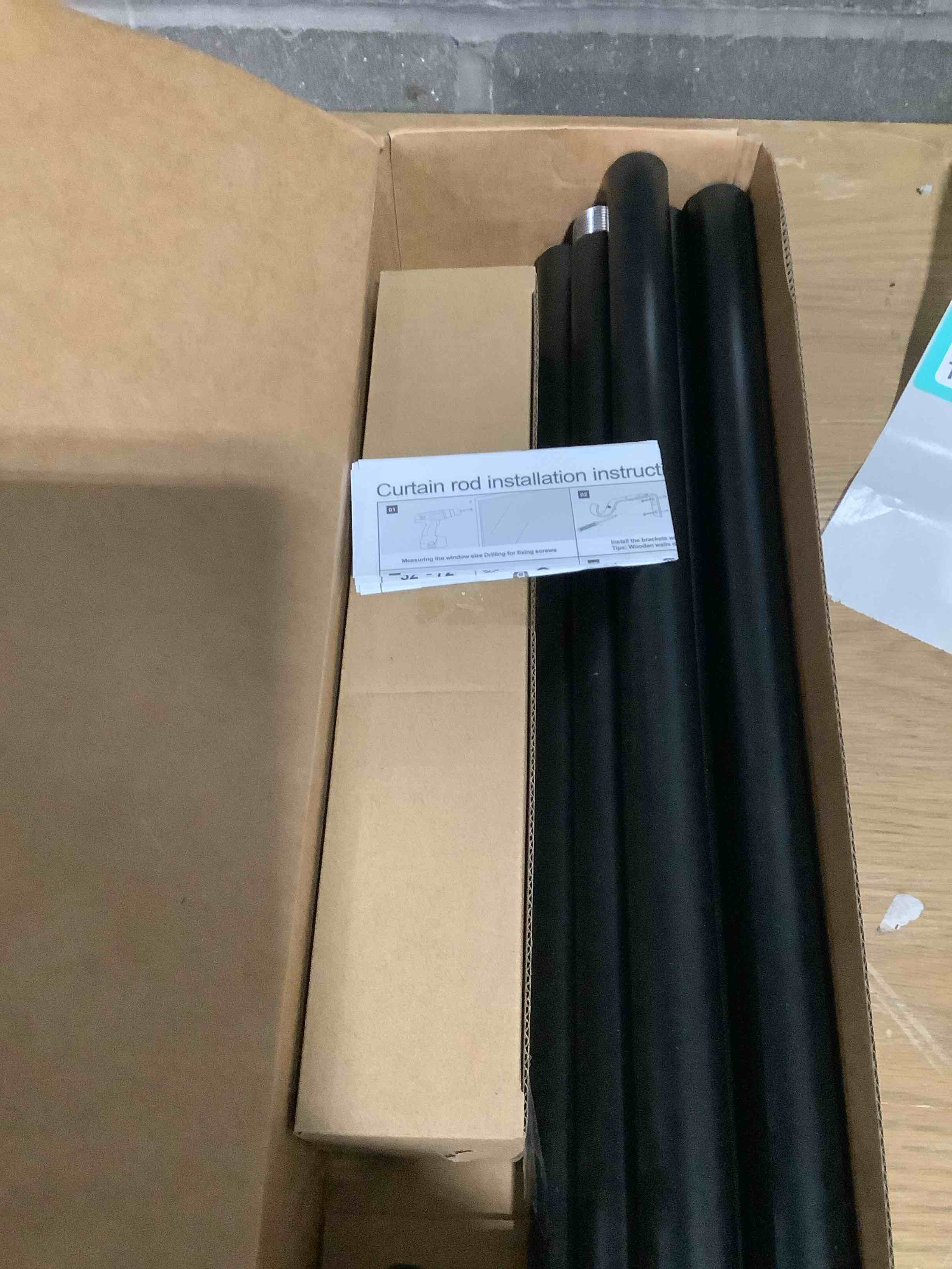 Condition photo showing Good Condition for Zeerobee Curtain Rods for Windows 66 to 120, 1 Inch Adjustable Heavy Duty Black Curtain Rod, Outdoor Indoor Room Divider Modern Drapery Pole, 66-120" 32"-120" Black