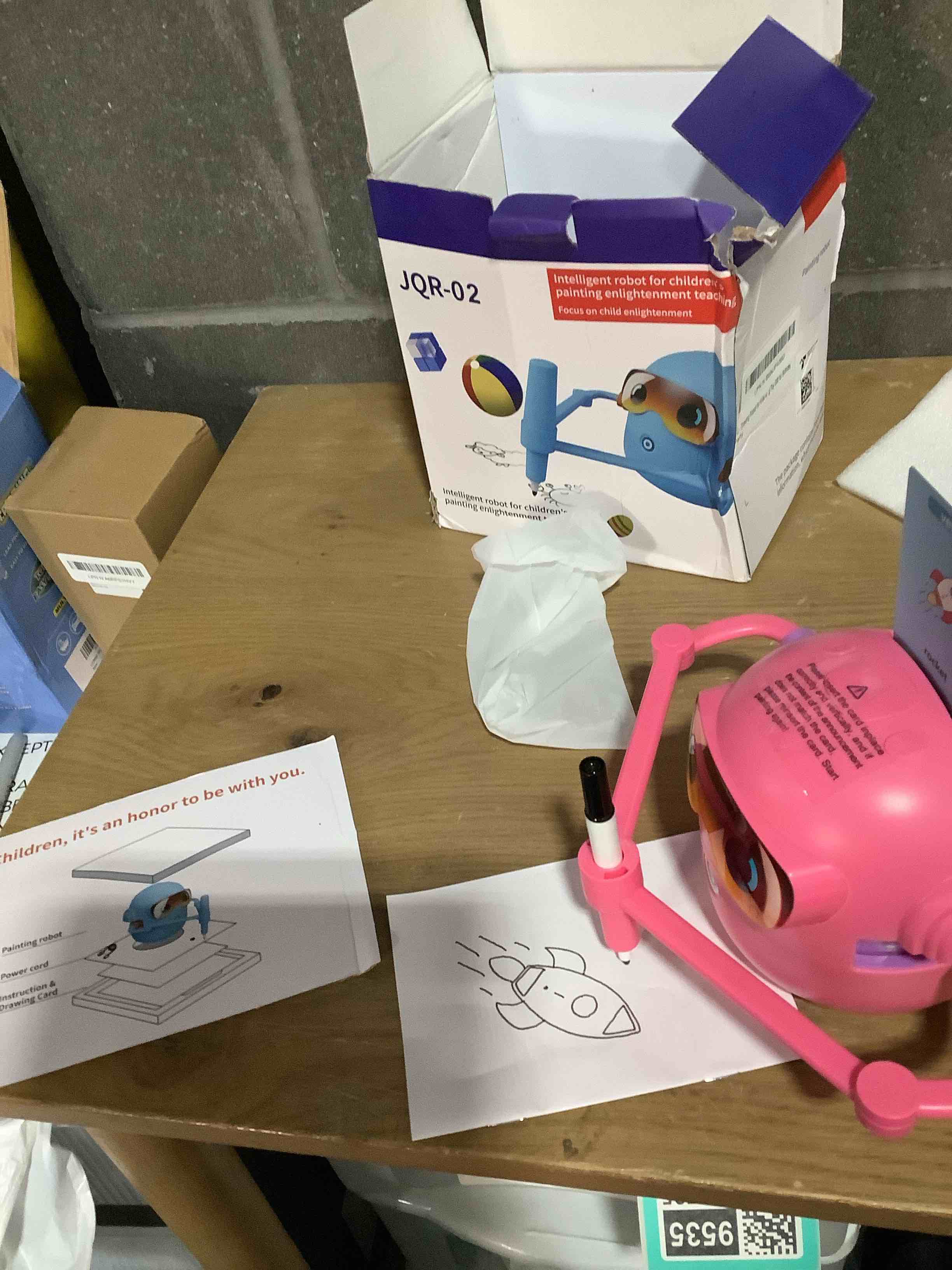 Condition photo showing Good Condition for Drawing Robot for Kids with 100 Cards, Montessori Painting Learning Toys for 3 4 5 6 7 8 Year Old Boys Girls,Voice Interactive Early Learning Educational Drawing Toy Gift for Birthday Party Pink