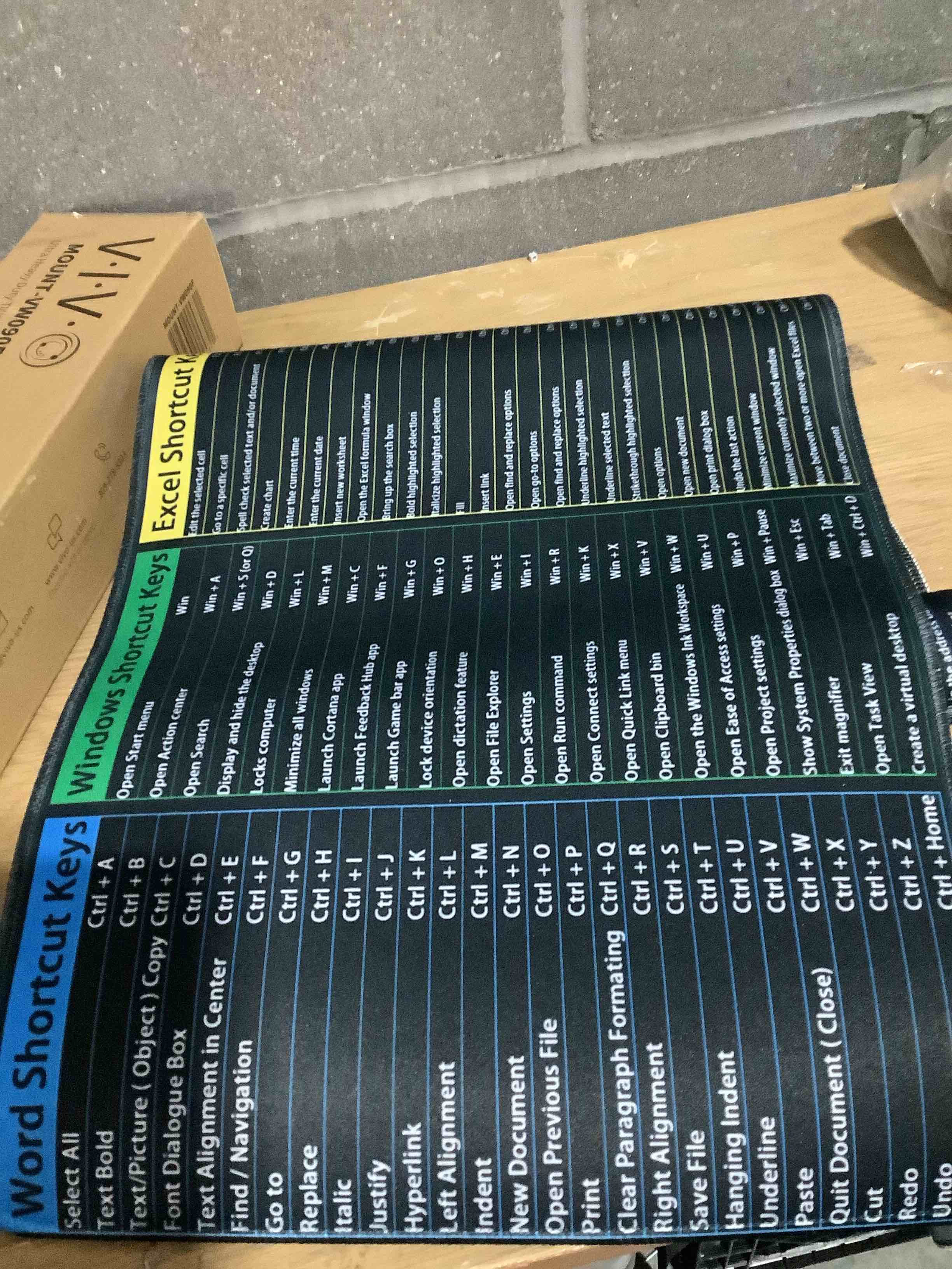 Condition photo showing Good Condition for Computer Office Power Point Excel Word Short Cut Shortcuts Keys Gaming Keyboard Mouse Pad Mousepad Huge Extended XL Stitched Edge Rubber Sole for Home Office(31.5"X 11.8") 31.5"X 11.8" Excel Shortcuts Key