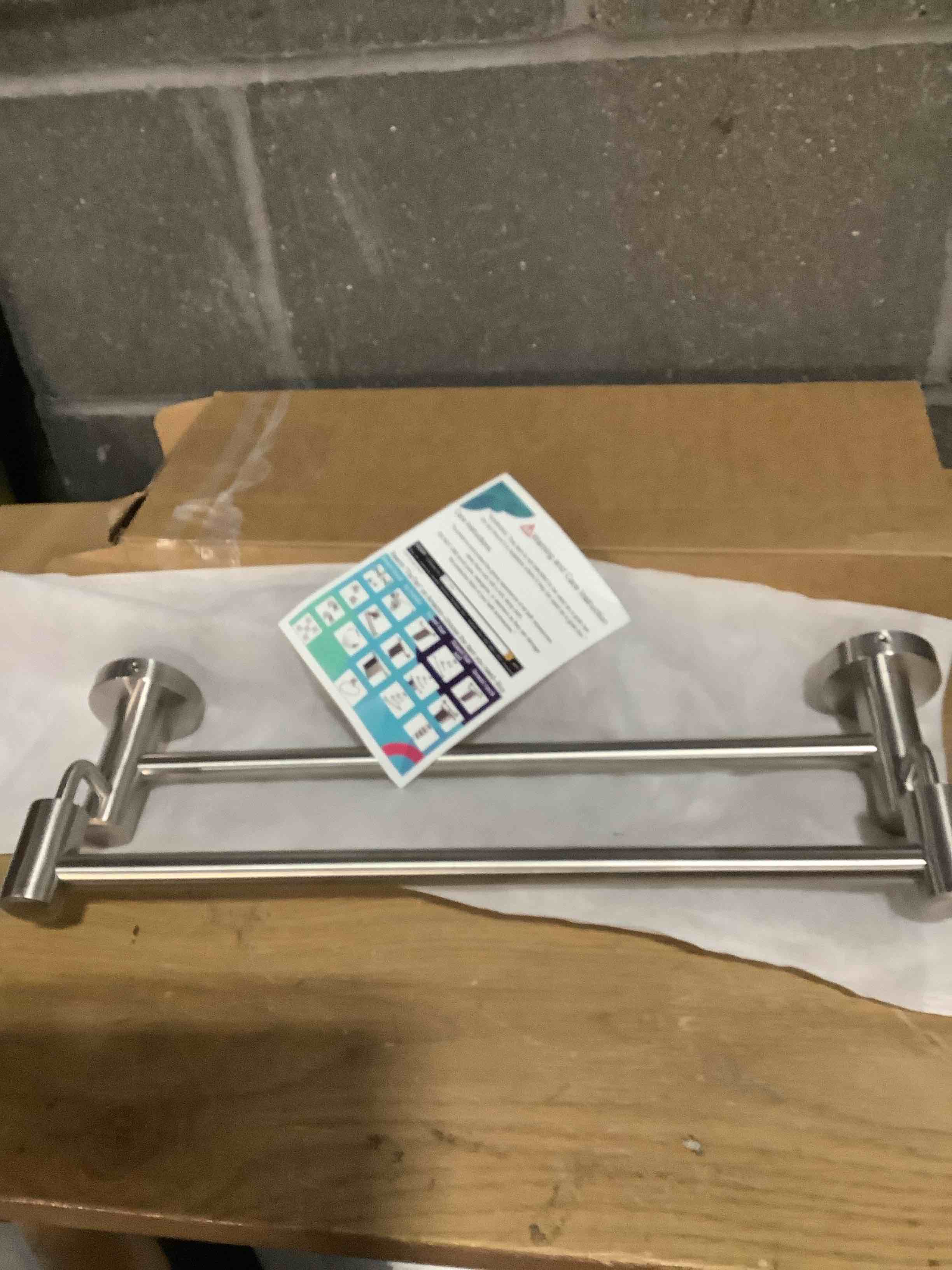 Condition photo showing Good Condition for TocTen Double Bath Towel Bar - Thicken SUS304 Stainless Steel Towel Rack for Bathroom, Bathroom Accessories Double Towel Rod Heavy Duty Wall Mounted Towel Holder (Brushed Nickel, 16 in) Brushed Nickel Round 16 Inch