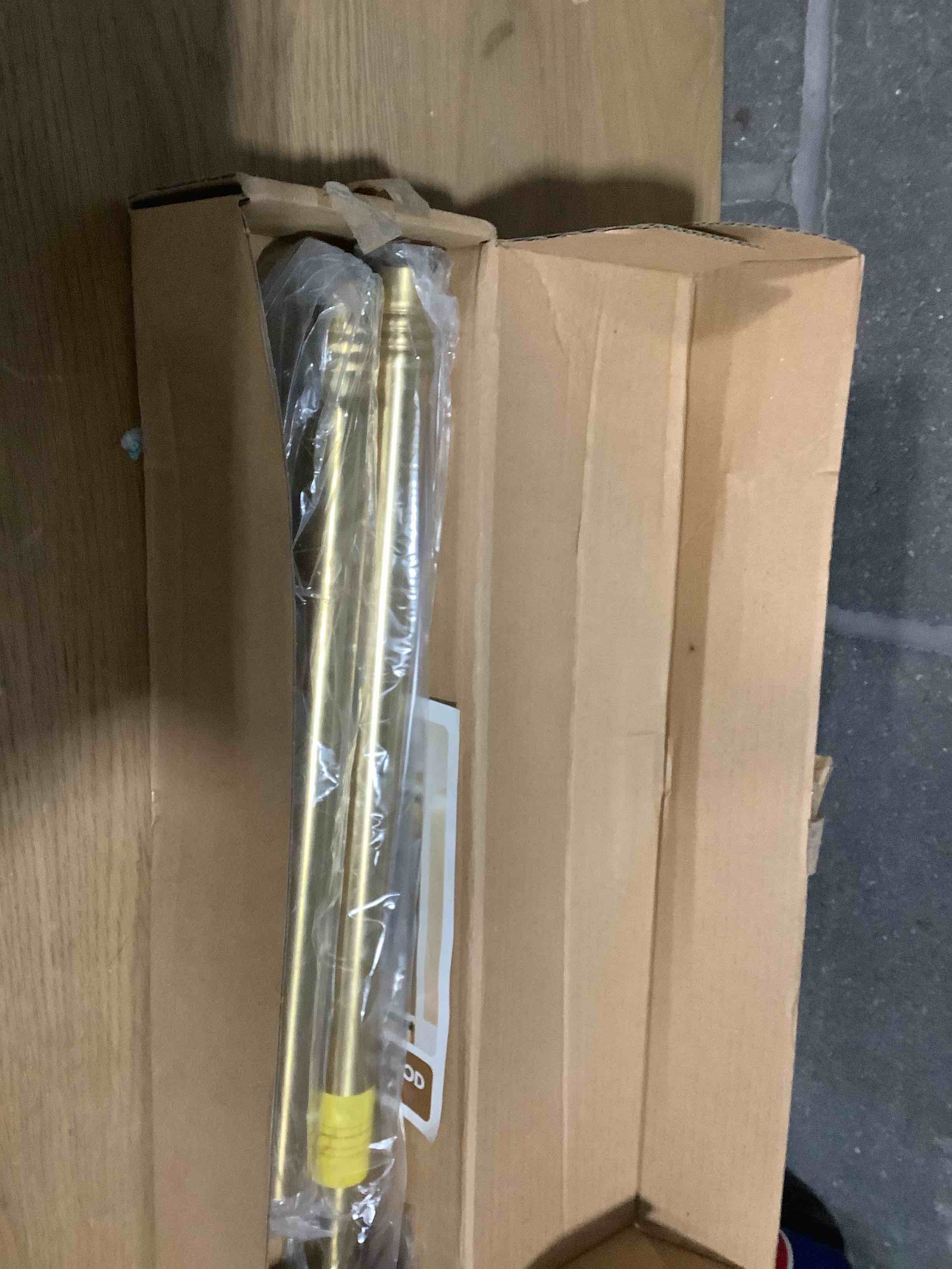 Condition photo showing Good Condition for Adjustable Closet Rod for Hanging Clothes, 30 to 40 Inches Stainless Steel Rod for Closet Heavy Duty, Gold Gold 30-40 IN