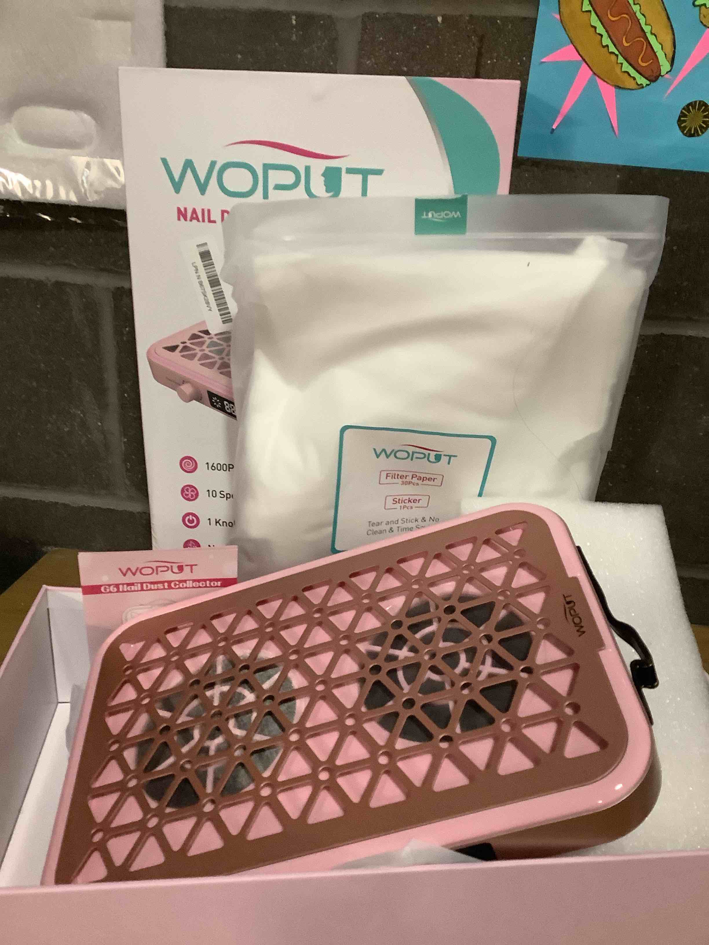 Condition photo showing Good Condition for Nail Dust Collector, 1600PA Professional Nail Vacuum Dust Collector Fan with Filter Papers (30 Pcs) for Acrylic Nail Polishing & Manicure at Nail Salon & Home - Pink