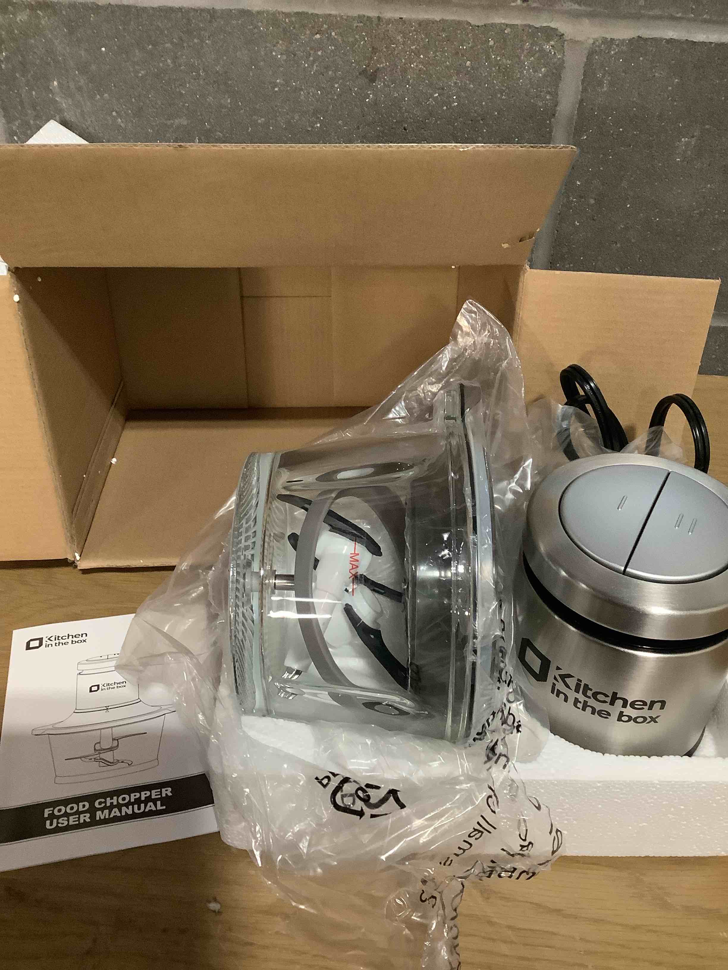 Condition photo showing New/Like New for Kitchen in the box Mini Food Processor, Electric Meat Grinder & Food Chopper with 400W Powerful Veggie Chopper-One 3 Cup Bowl & S Blades for Meat/Fish/Vegetable/Baby Food 3cup(1bowl)
