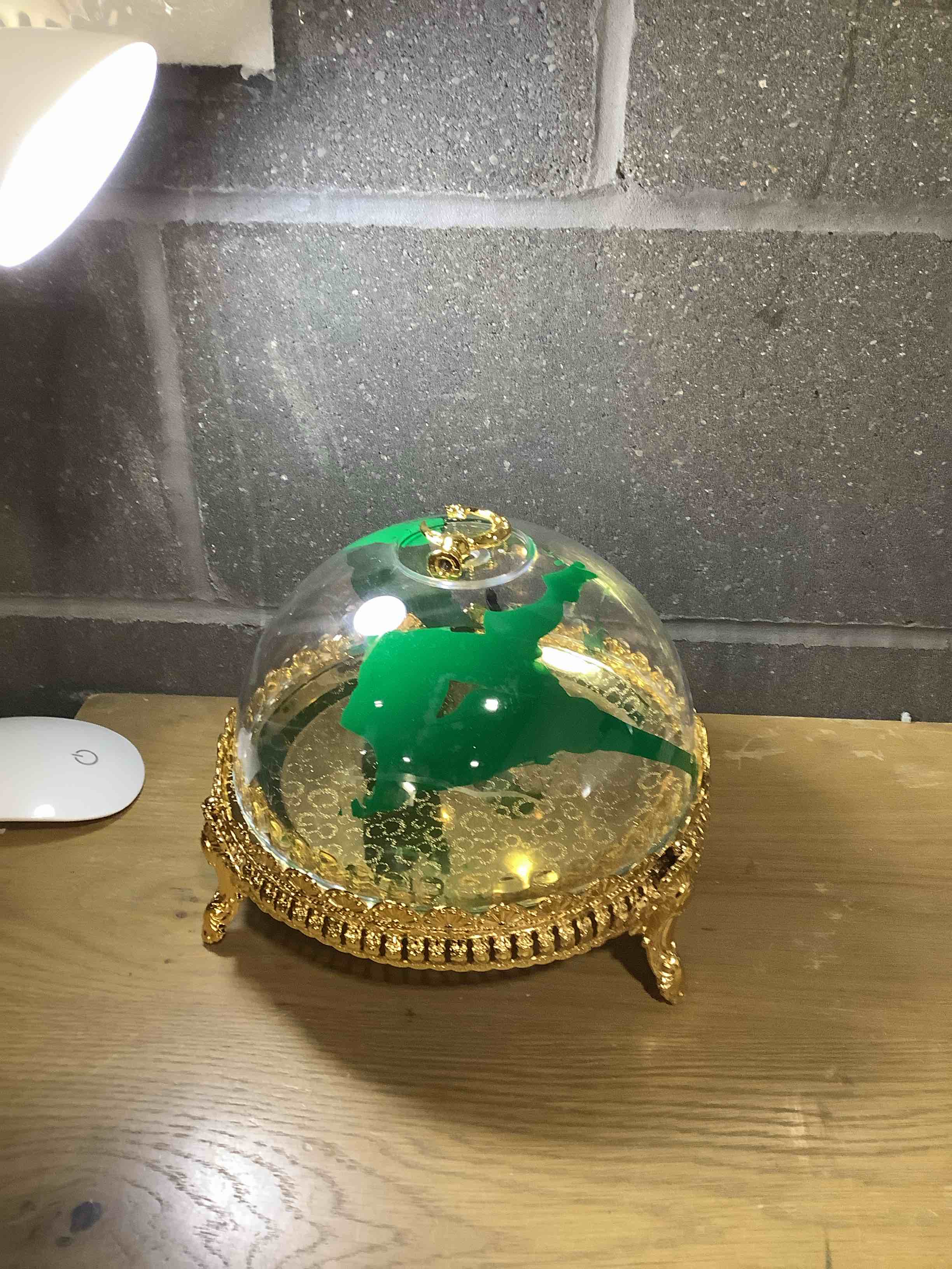 Condition photo showing As Is for Yungyan Ramadan Tray Ramadan Mubarak Table Decoration Eid Metal Date Holder with Acrylic Lid Serving Tray for Muslim Kitchen Dining Dessert Cupcake Display Table Centerpieces