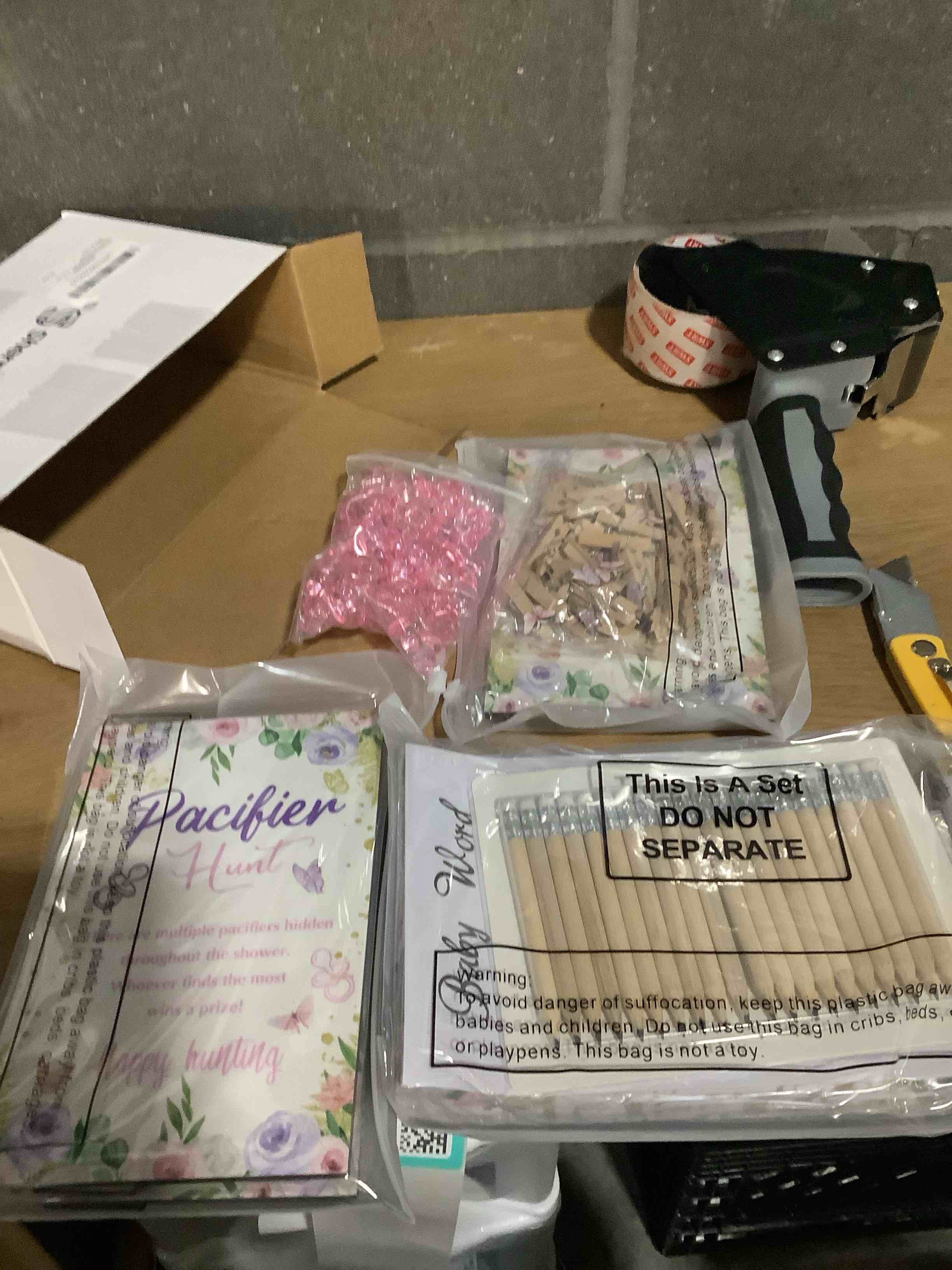 Condition photo showing New/Like New for Sherr 476 Pcs Butterfly Baby Shower Games 6 Sets Activities Cards Pacifier Hunt Game 50 Pacifiers How Big Is Mommy's Belly Sign 50 Guessing Cards 2 Measuring Tape Don't Say Baby Sign 50 Clothespin Purple Butterfly