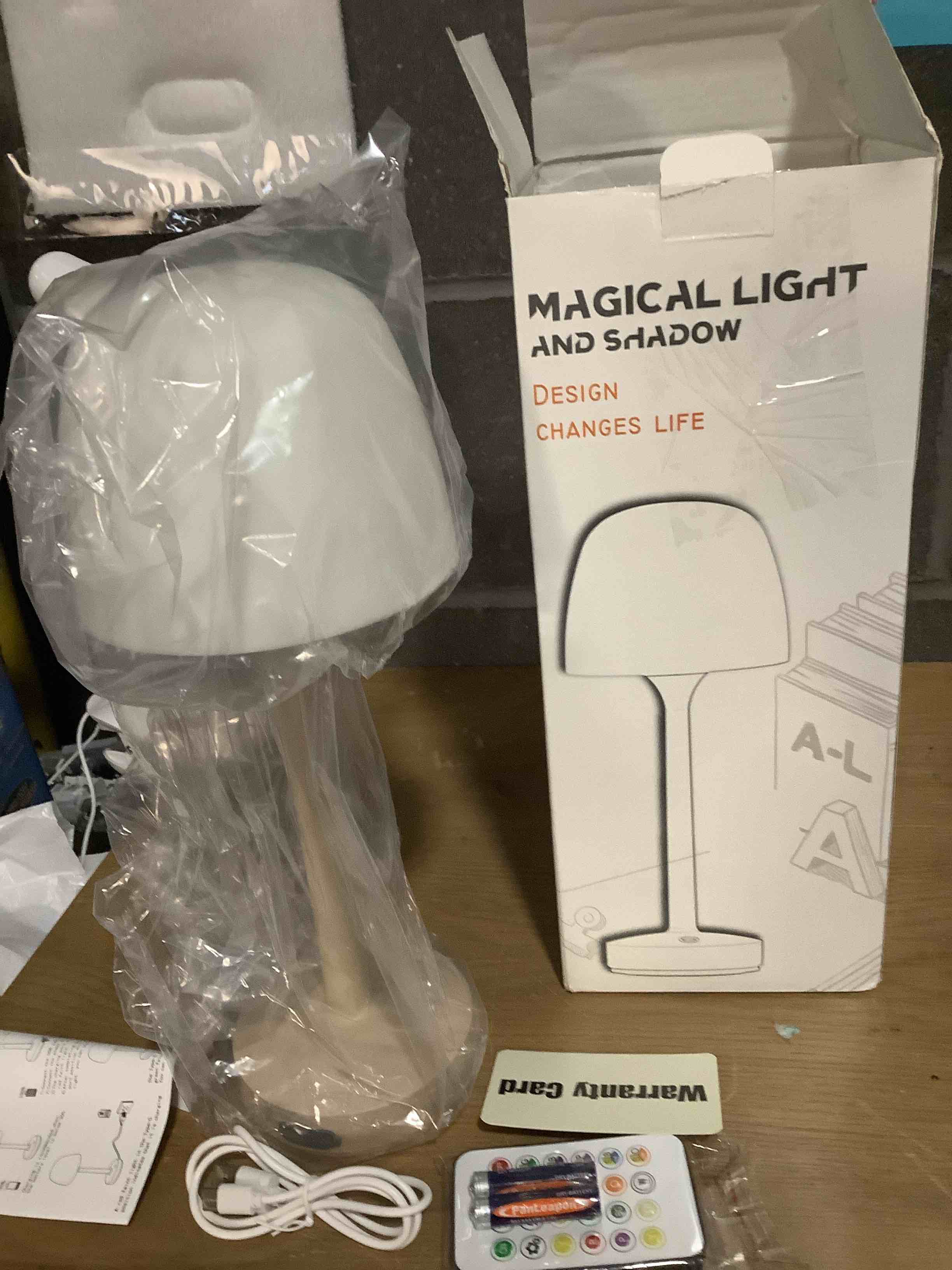 Condition photo showing New/Like New for Waterproof Shower Light with Ocean Wave Projector - Rechargeable, Cordless Bathroom Lamp with 16 Colors, Remote & Touch Control, Dimmable LED for Shower, Bathtub, and Bedroom Relaxation (Khaki)