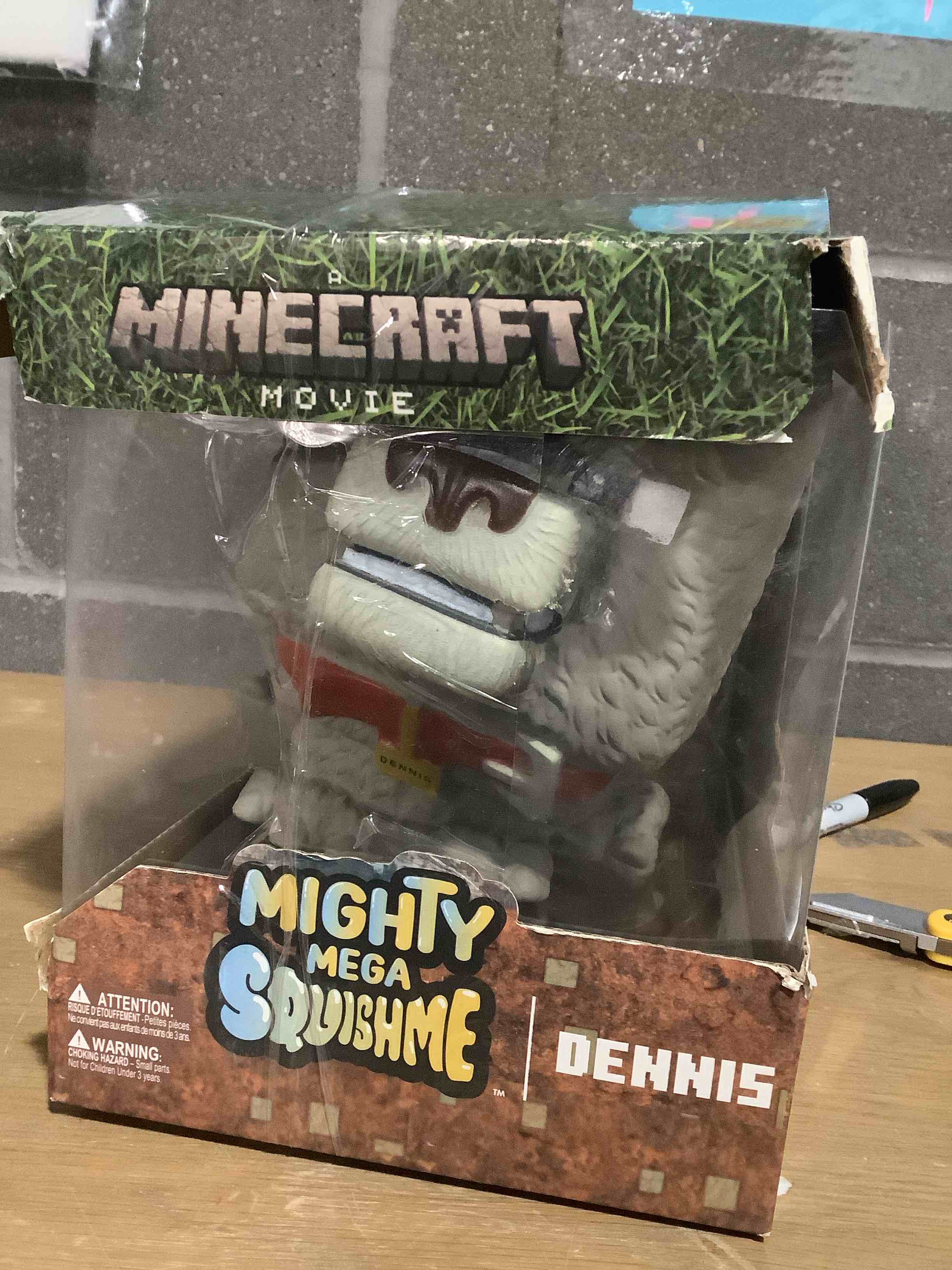 Condition photo showing Good Condition for Minecraft Mighty Mega Squishme – Dennis The Wolf – Large Slow-Rise Squishy Toy – Official Minecraft Movie Merchandise (12")
