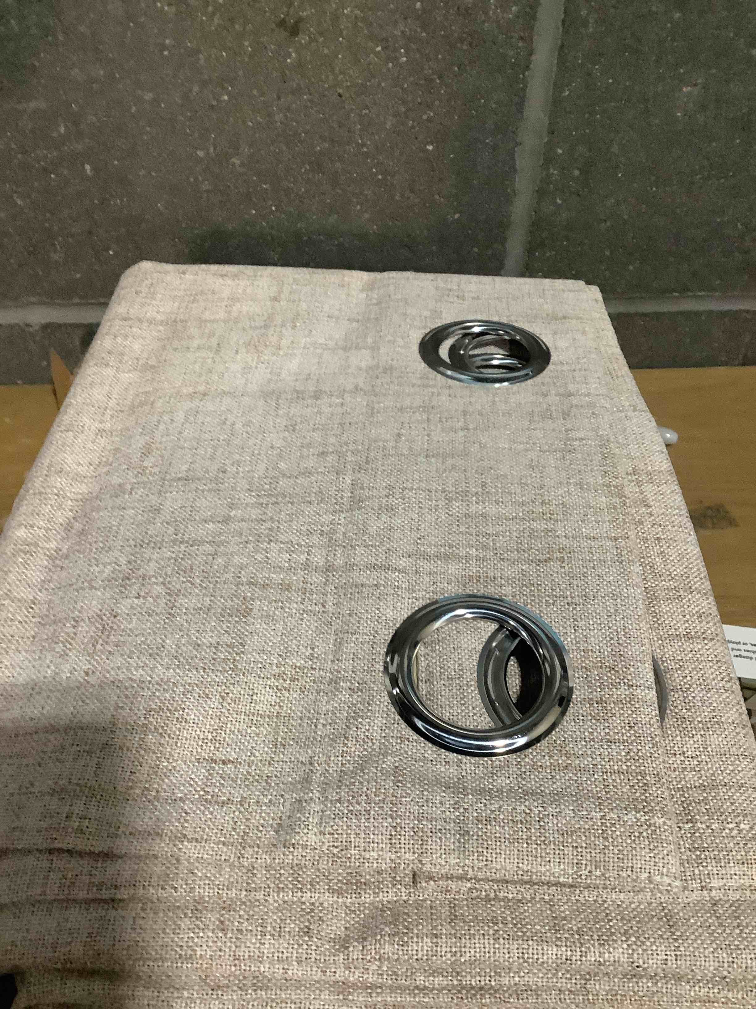 Condition photo showing Good Condition for MIULEE Linen Textured Curtains for Bedroom Solid 100% Blackout Thermal Insulated Natural Beige Grommet Room Darkening Curtains & Drapes Luxury Decor for Living Room Nursery 52 x 45 Inch (2 Panels) Beige 52"W x 45"L (Pack of 2)