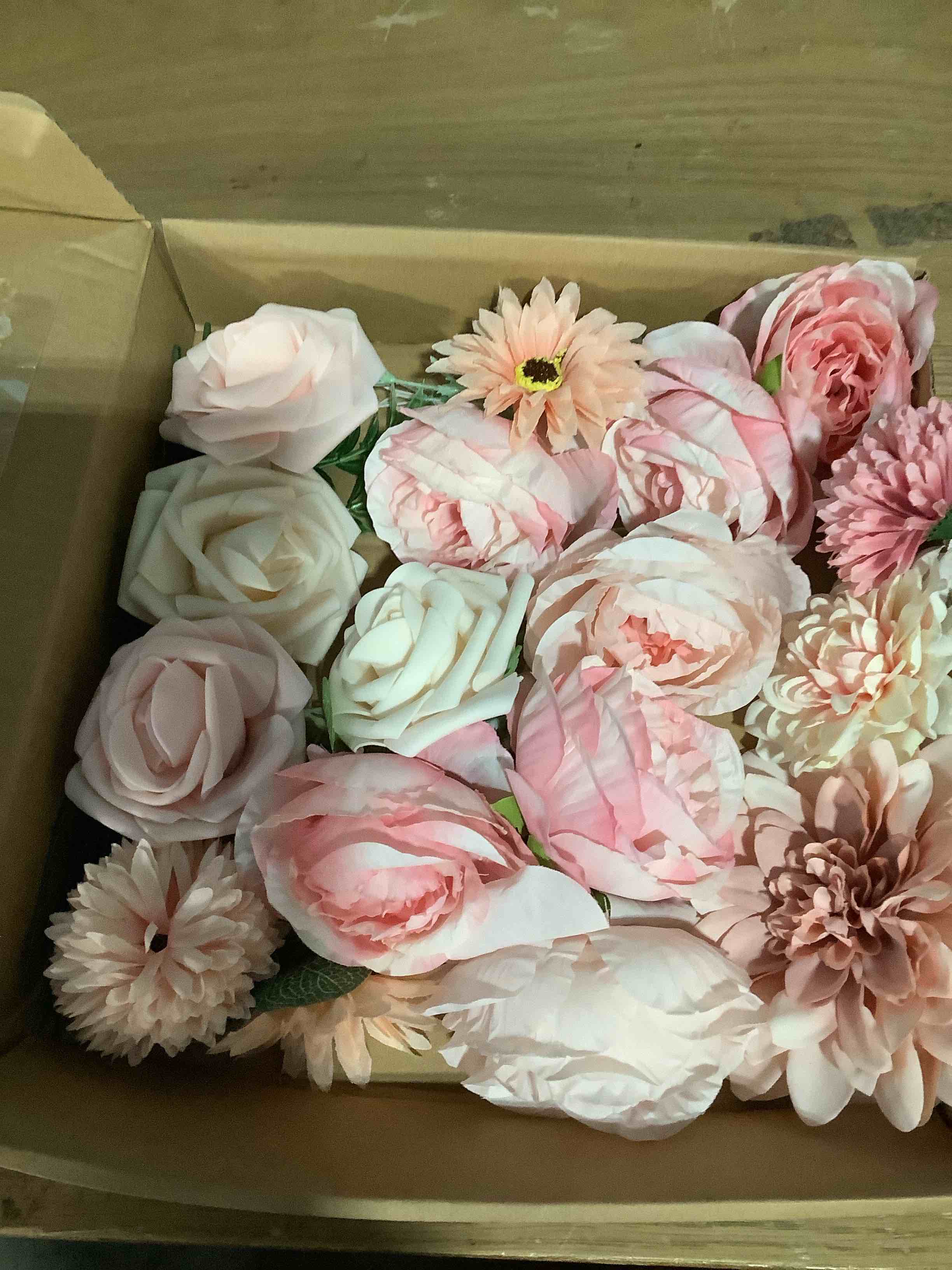 Condition photo showing Good Condition for Roses Artificial Flowers Combo Pink Flower Bouquets Box with Stems for DIY Bridal Wedding Bouquets, Baby Shower Decorations Fake Floral Arrangements Table Centerpieces Home Decor Indoor