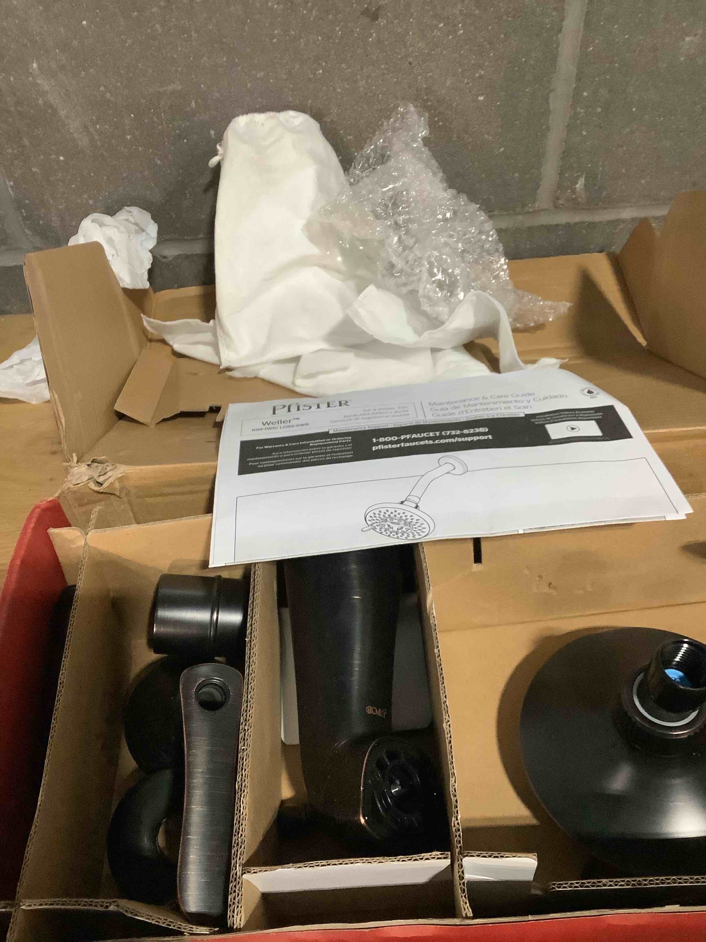 Condition photo showing As Is for Pfister Weller Tub and Shower Trim Kit (Valve Sold Separately), Single Handle, Tuscan Bronze Finish, LG898WRY Tuscan Bronze 1 Pack
