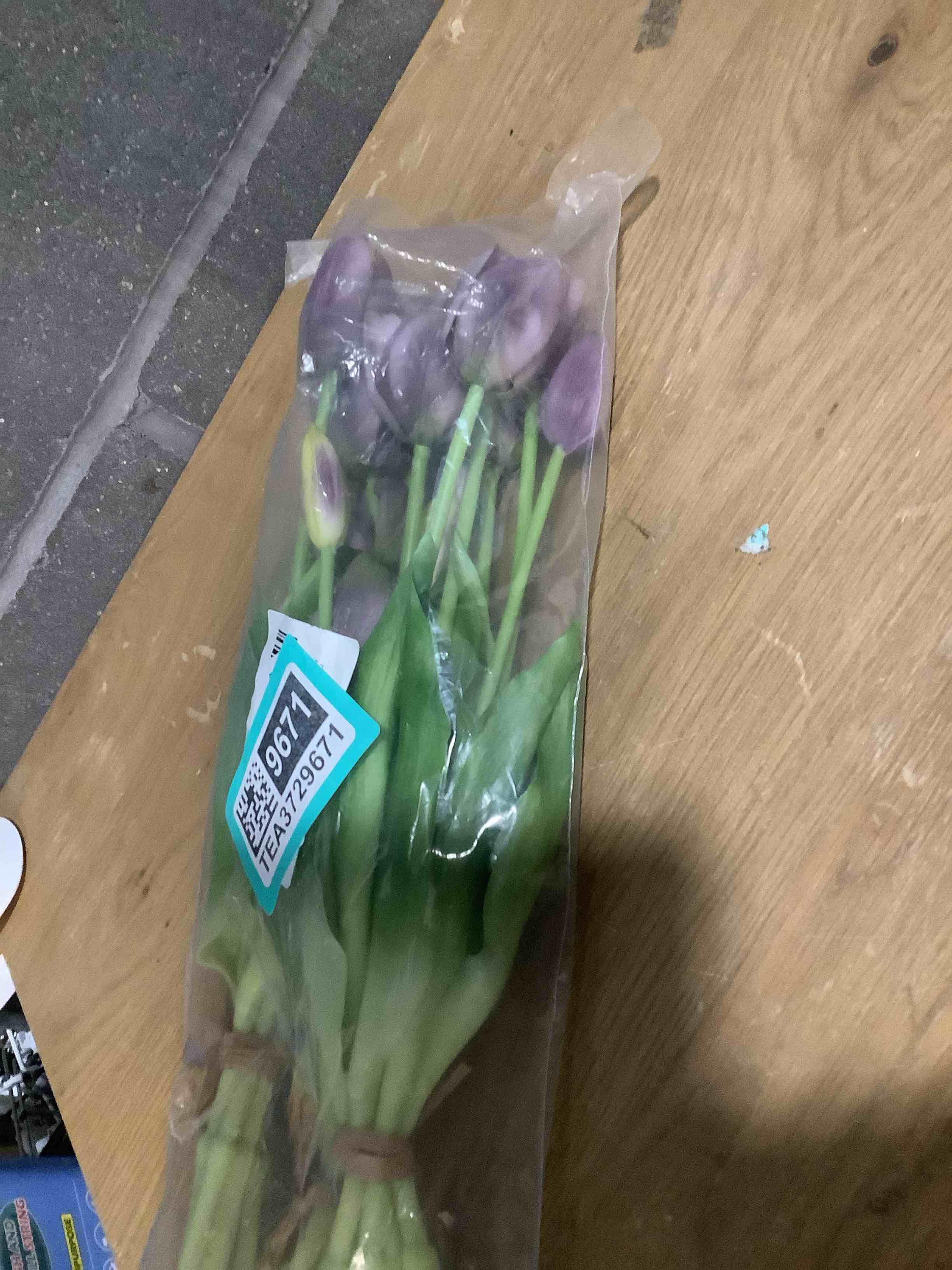 Condition photo showing New/Like New for 15 Pcs Artificial Flowers Tulips Real Touch Latex Plastic Soft Faux Bouquets for Party, Wedding, Home, Room, Garden Decor (Fall Purple) Autumu Purple