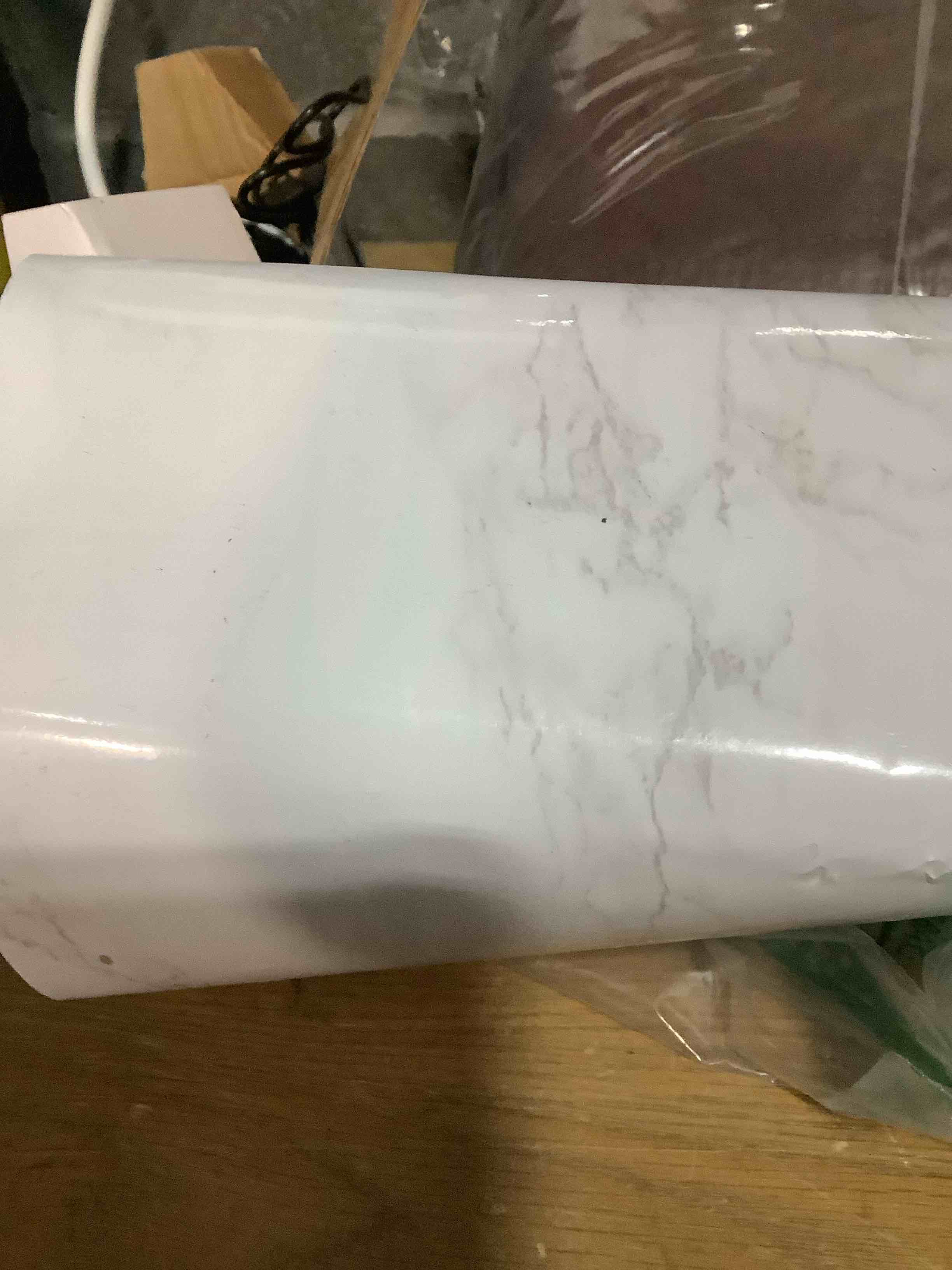 Condition photo showing As Is for practicalWs Marble Paper Granite Gray/White Roll Kitchen Countertop Cabinet Furniture is Renovated Thick PVC Easy to Remove 17.71" x 393.7" 17.7" x 393.7" Gray/White