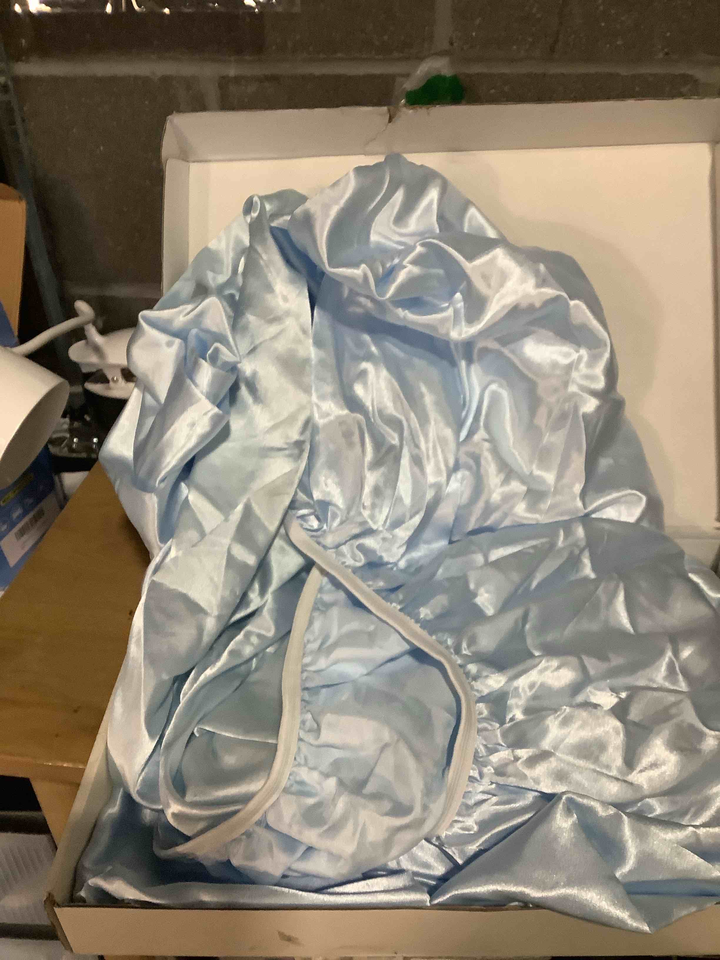 Condition photo showing Good Condition for SiinvdaBZX 3-Piece Set Satin Twin XL Fitted Sheet & 2 Pillowcase, Baby Blue Silky Soft Fitted Bottom Sheet Twin Extra Long Bed Sheets, Wrinkle Free, Fade Resistant (Deep Up to 15") Twin XL Baby Blue