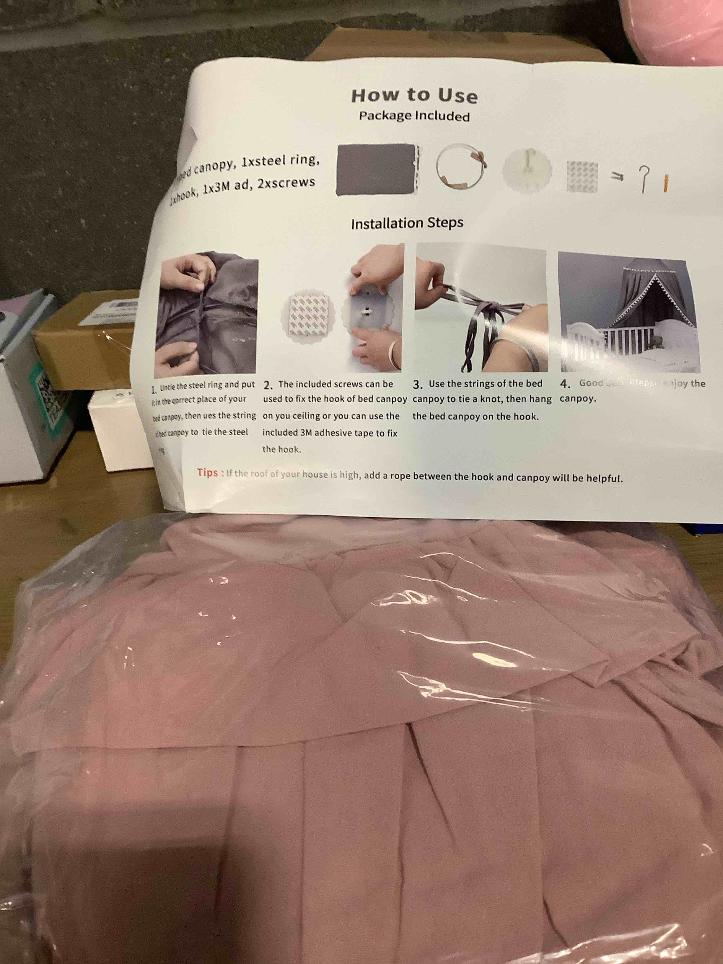 Condition photo showing Good Condition for MAMERIA Kids Bed Canopy with Frills Cotton Hanging Tent Curtain Net for Reading Nook Hideaway Bedding Play Room Decor (Dusty Rose)