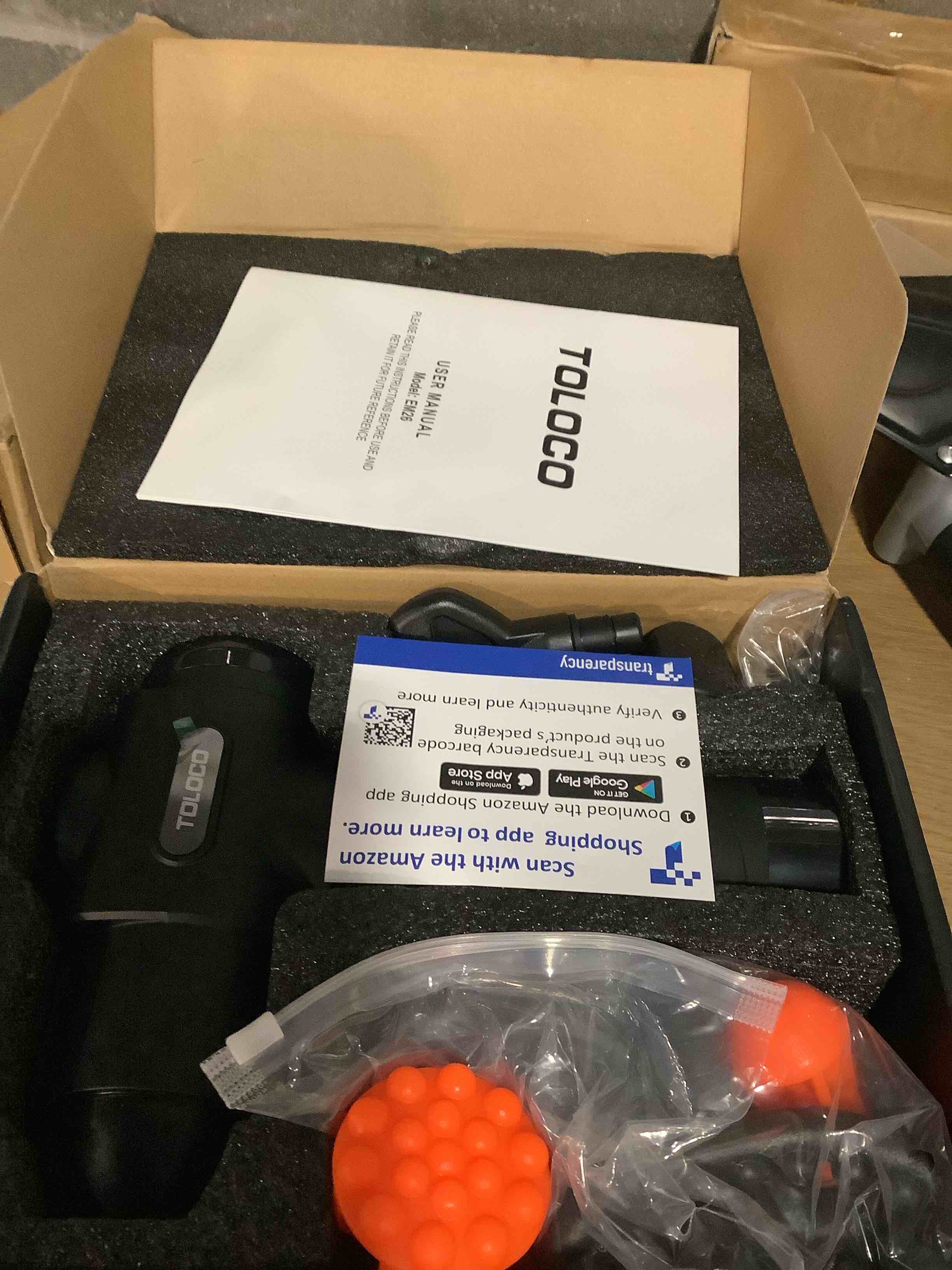 Condition photo showing Good Condition for TOLOCO Massage Gun, Deep Tissue Back Massage for Athletes for Pain Relief, Percussion Massager with 10 Massages Heads & Silent Brushless Motor, Valentines Day Gifts for Him Her, Black