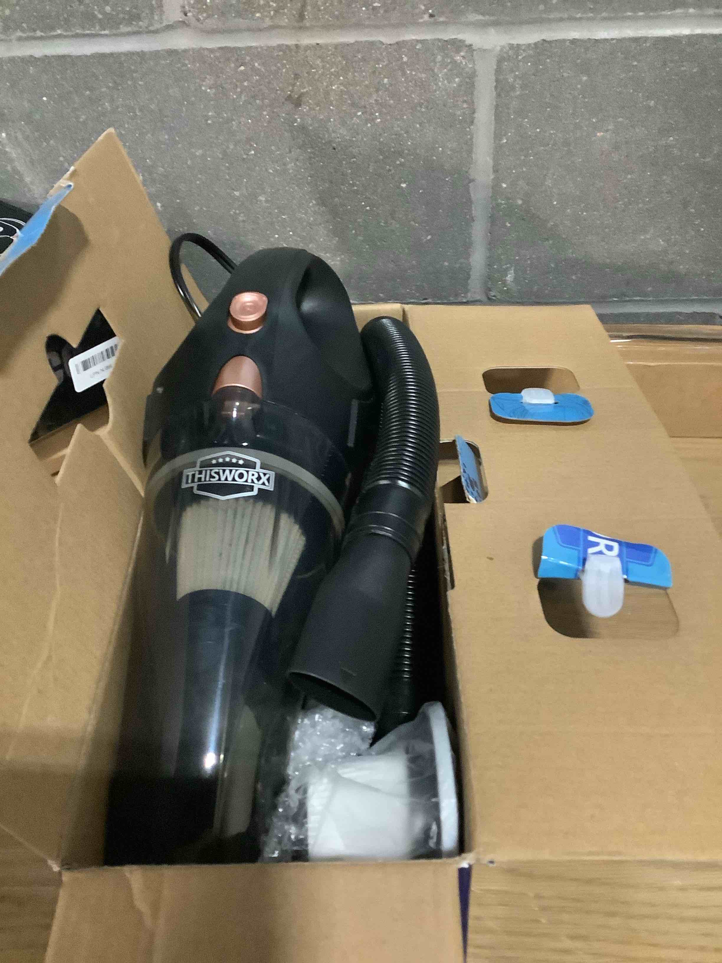 Condition photo showing Good Condition for THISWORX Car Vacuum Cleaner - Portable, High Power, Handheld Vacuums w/ 3 Attachments, 16 Ft Cord & Bag - 12v, Auto Accessories Kit for Interior Detailing - Black