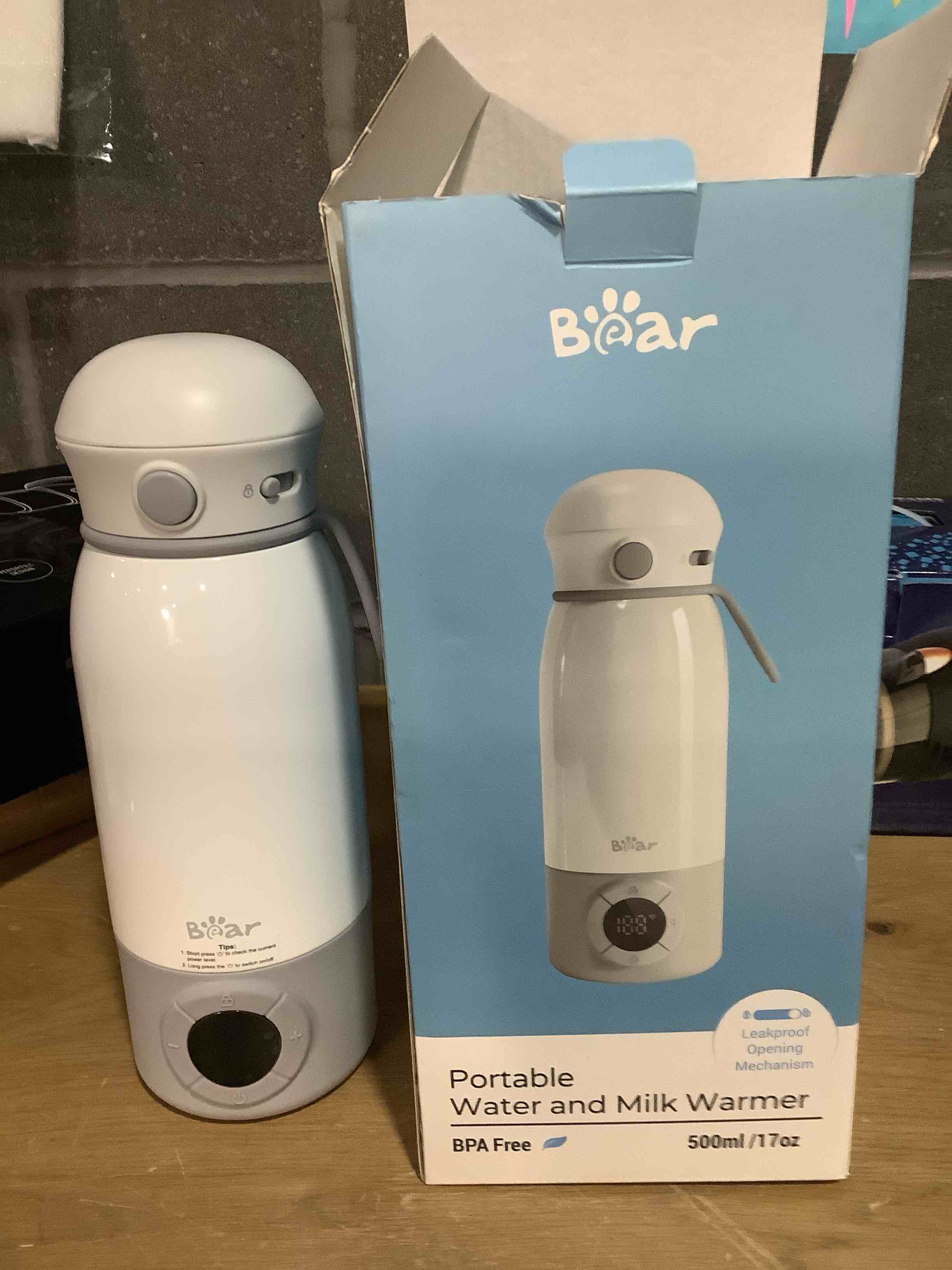 Condition photo showing Good Condition for Bear Portable Bottle Warmer for Travel, Milk Warmer for Breastmilk Formula, 17oz Large Capacity Water Warmer with Precise Temp Control, Fast Heating&Long Battery for Travel Car Airplane