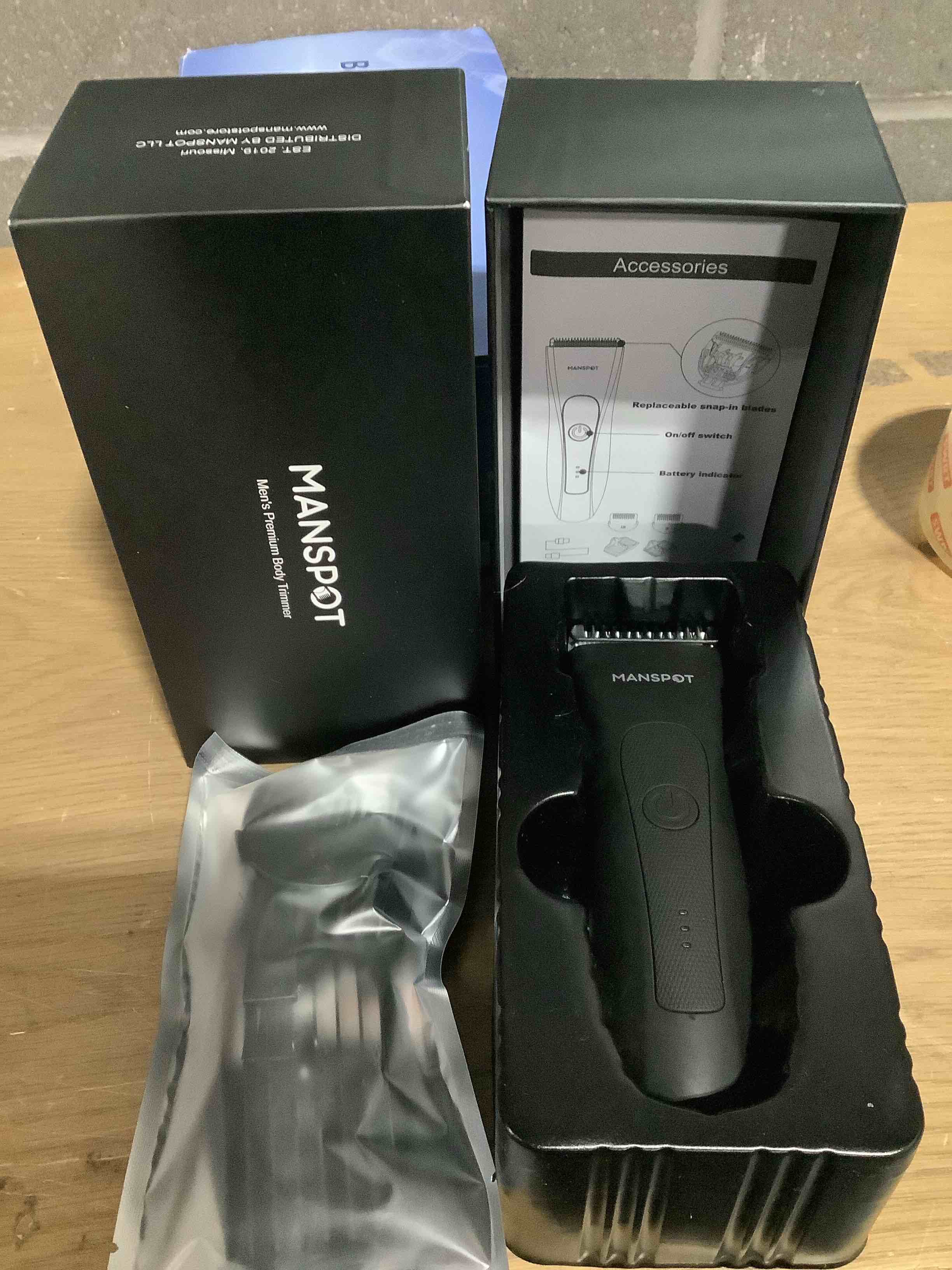 Condition photo showing New/Like New for MANSPOT Manscape Groin & Body Hair Trimmer for Men, Electric Ball Pubic Trimmer Shaver,Manscape Kit with 4 Guard,Replaceable Ceramic Blade Heads,Waterproof Wet/Dry Shaver,90 Minutes Shaving Black