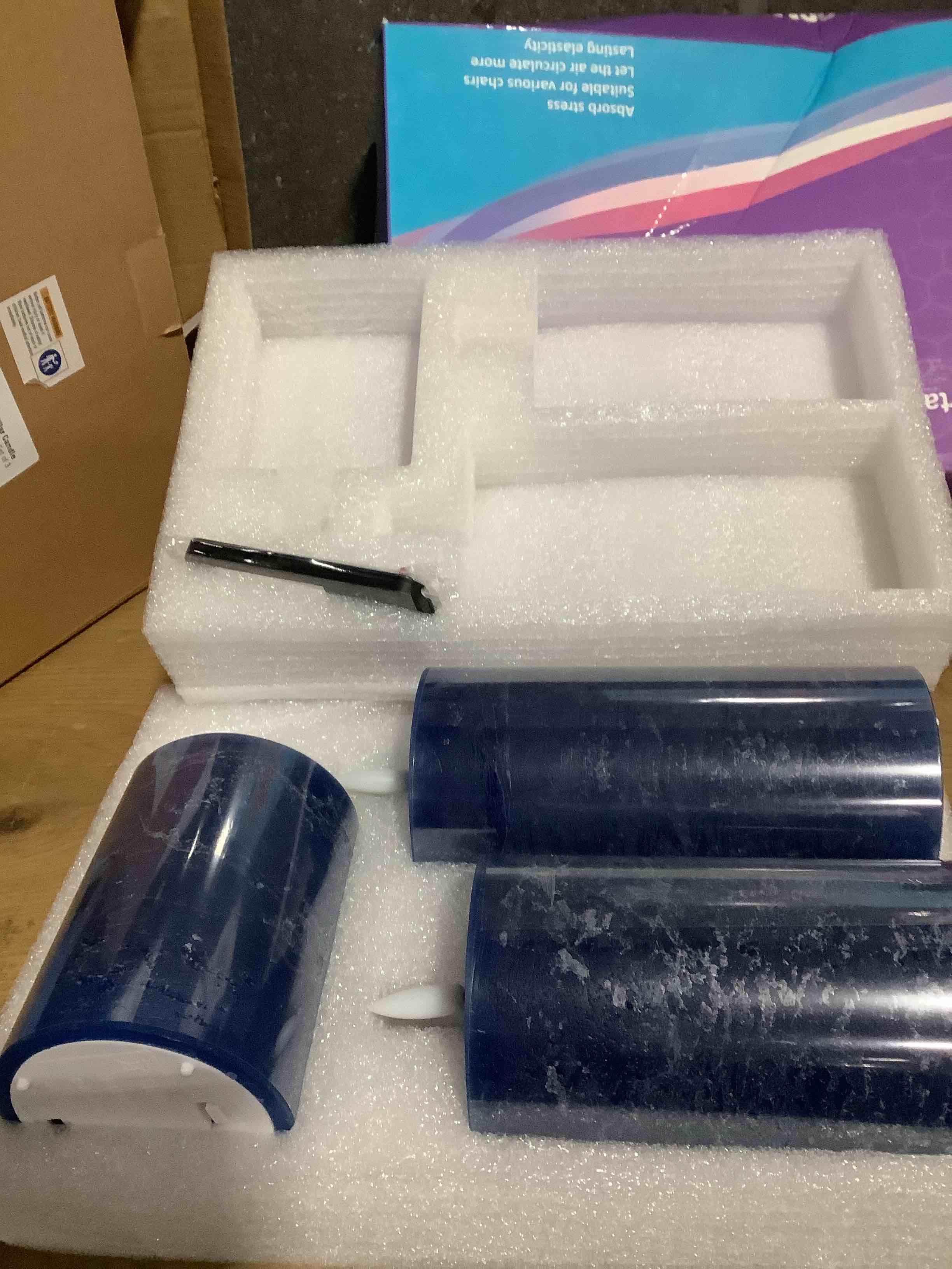 Condition photo showing New/Like New for Navy Blue Flameless Candles, Real Wax Battery Operated Candles with Remote, Flat Top Flickering LED Pillar Candles for Home Party Wedding Holiday Decor, Set of 3 (H 4" 5" 6" x D3)