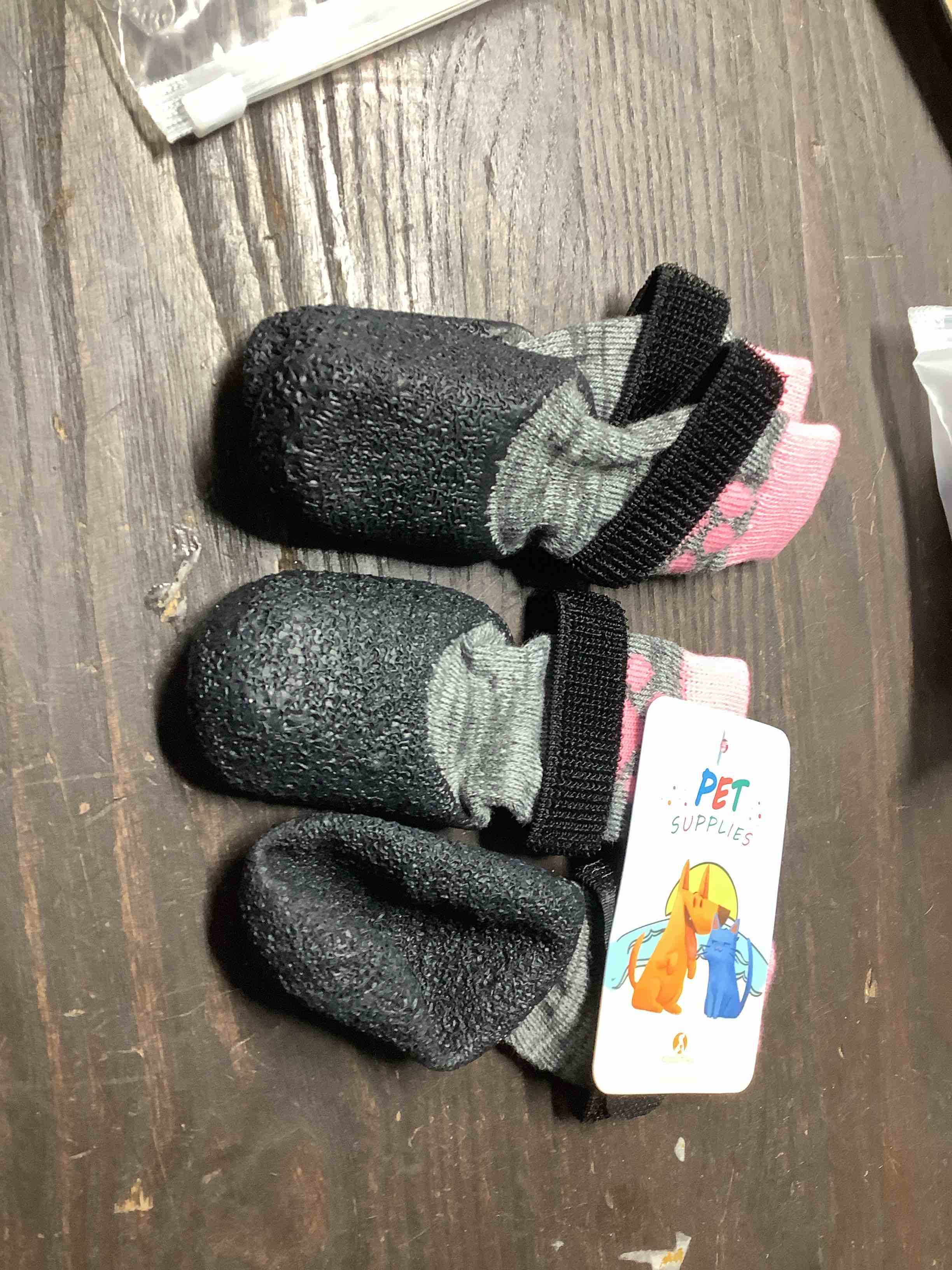 Condition photo showing New/Like New for KOOLTAIL Anti Slip Dog Socks for Hot/Clod Pavement to Prevent Licking Paws for Hardwood Floors, Traction Rain Snow Dog Boots & Paw Protectors with Grip,Dog Shoes for Small Medium Large Senior Dogs M Pink Medium