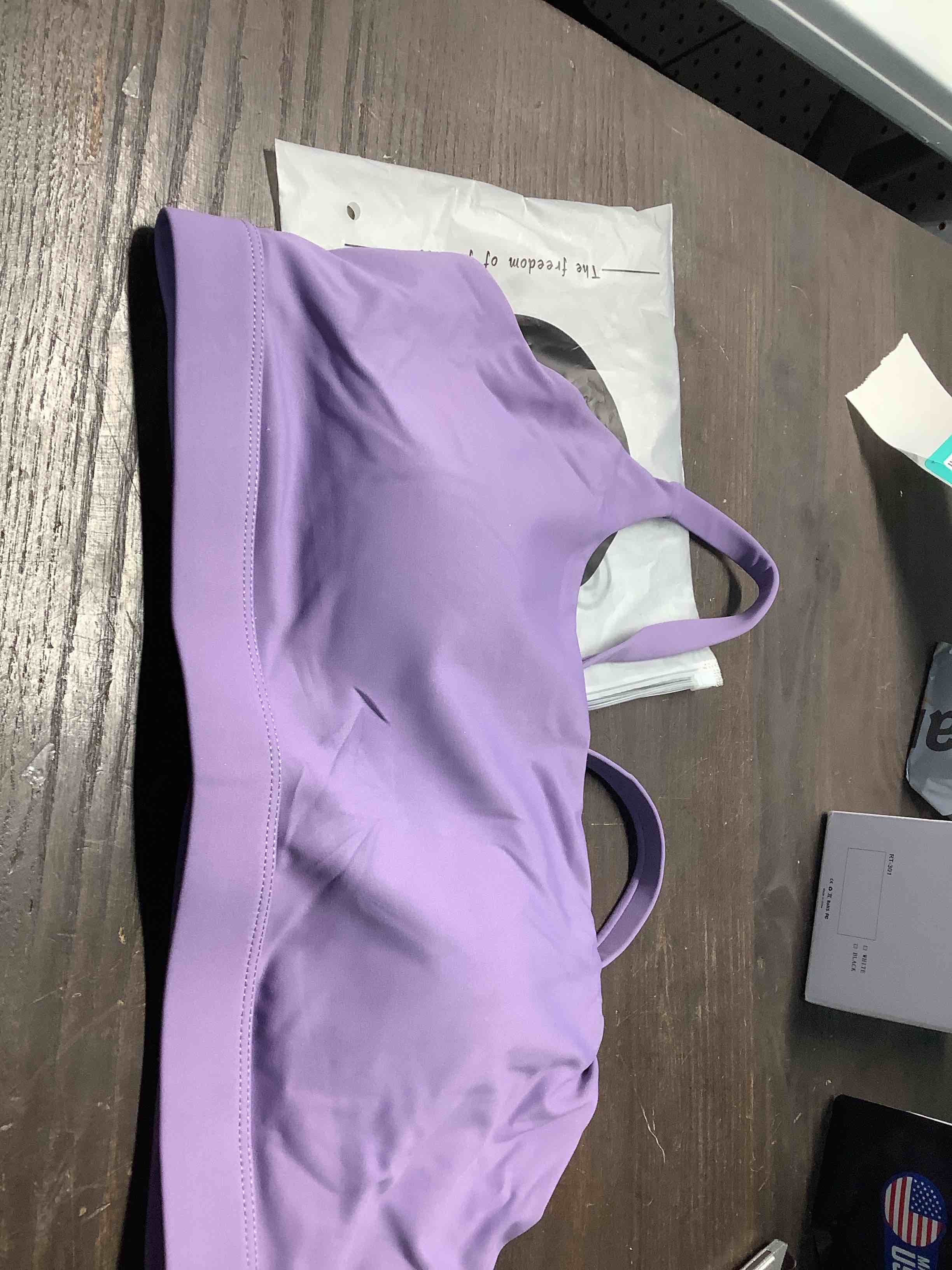 Condition photo showing Good Condition for RUNNING GIRL Sports Bras for Women,Light Impact Molded Cup Strap Sports Bra with Sewn in Pads,Best for A-C Cup Misty Purple Medium