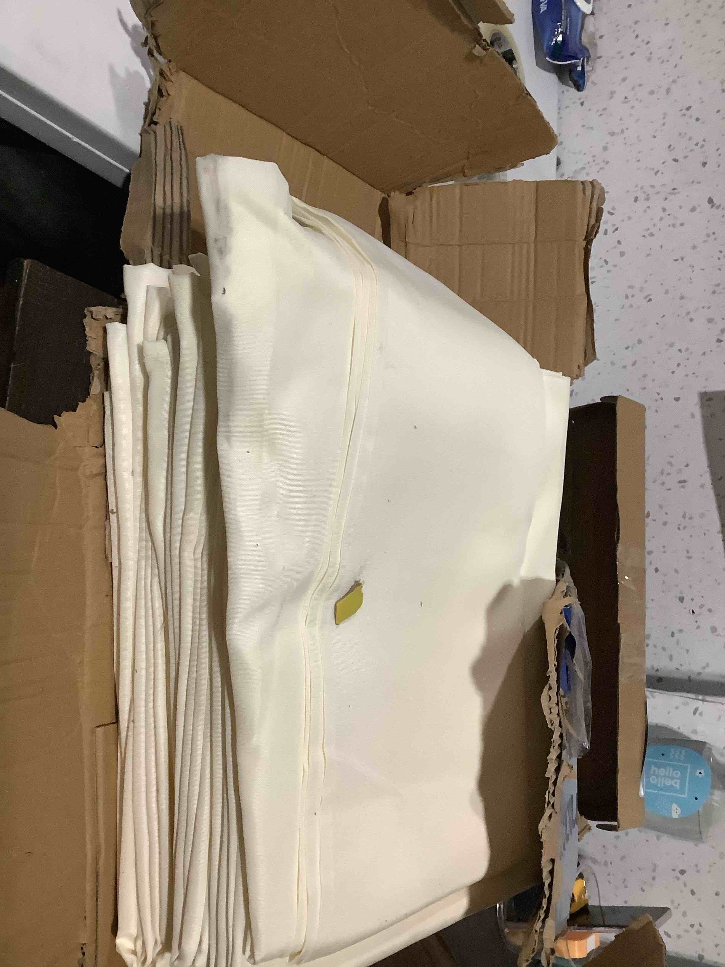 Condition photo showing Good Condition for 10-Pack Ivory Tablecloths for Rectangle Tables, 60 x 120 Inches, Stain-Resistant Polyester Fabric for 6 Foot Tables - Washable Table Covers for Weddings, Banquets, Birthday Parties, Events Ivory 60x120 In, 10 Pack