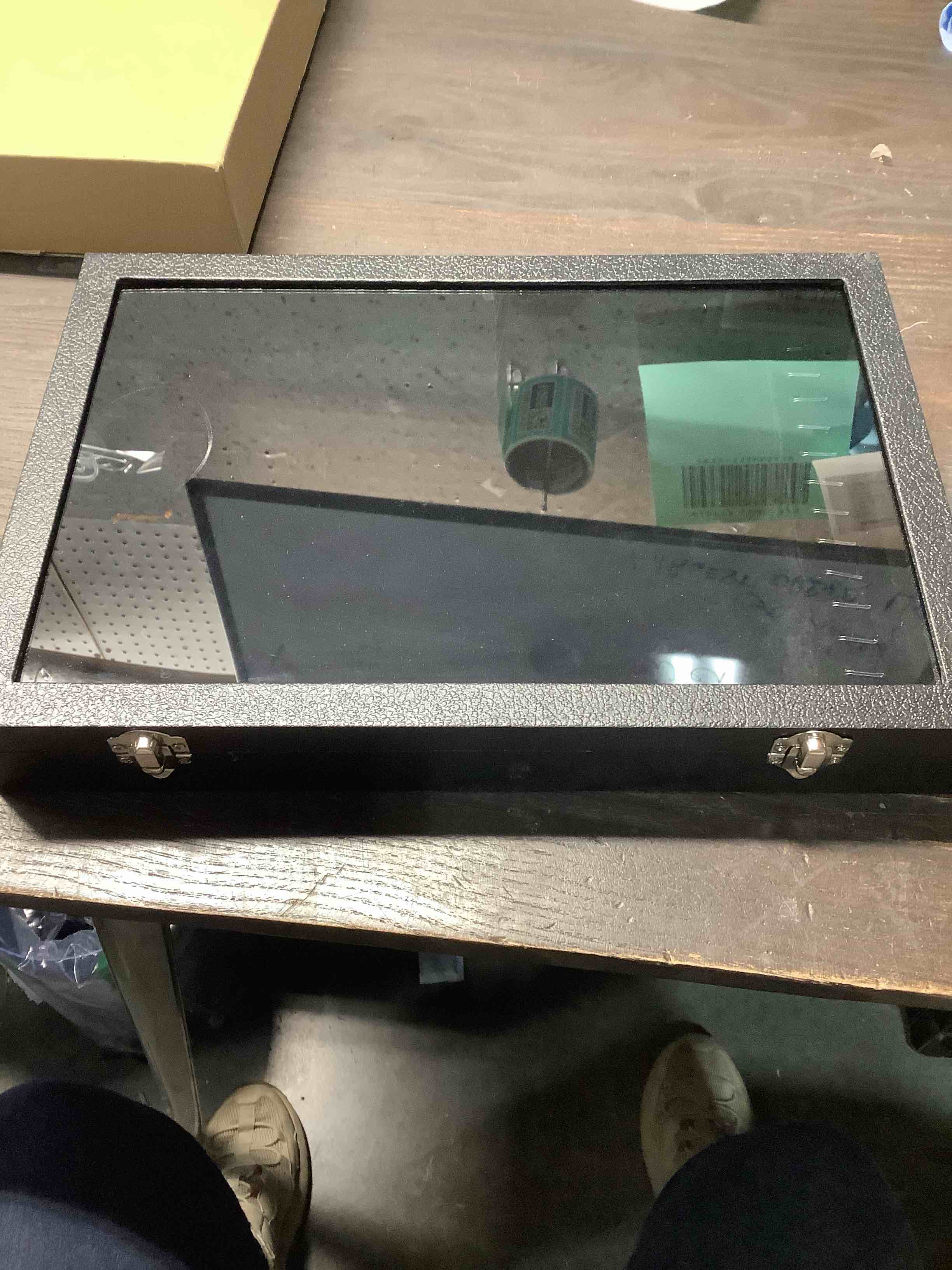 Condition photo showing Good Condition for Coward 20 Hooks Necklace Organizer Jewelry Box, Dustproof Necklace Display Holder Case, Black Velvet Necklace Display Tray Case with Transparent Glass Lid for Home Use or Store Selling Show Necklace Box Black Velvet