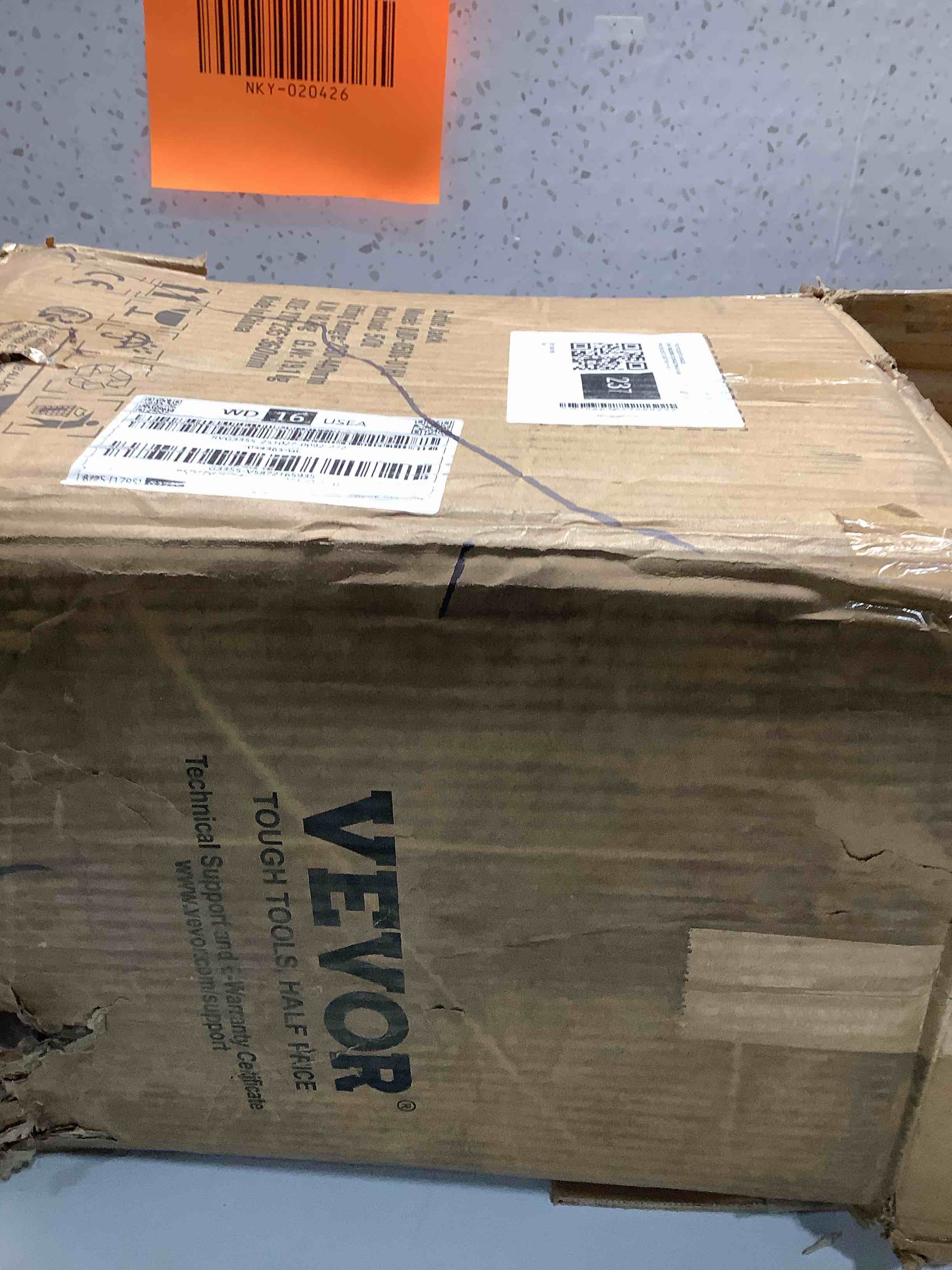 VEVOR Hydraulic Shop Press, 6 Ton/13000lbs, H-Frame, 4-Hold Adjustable Height, with Movable Plates, for Garage or Professional Users, Orange