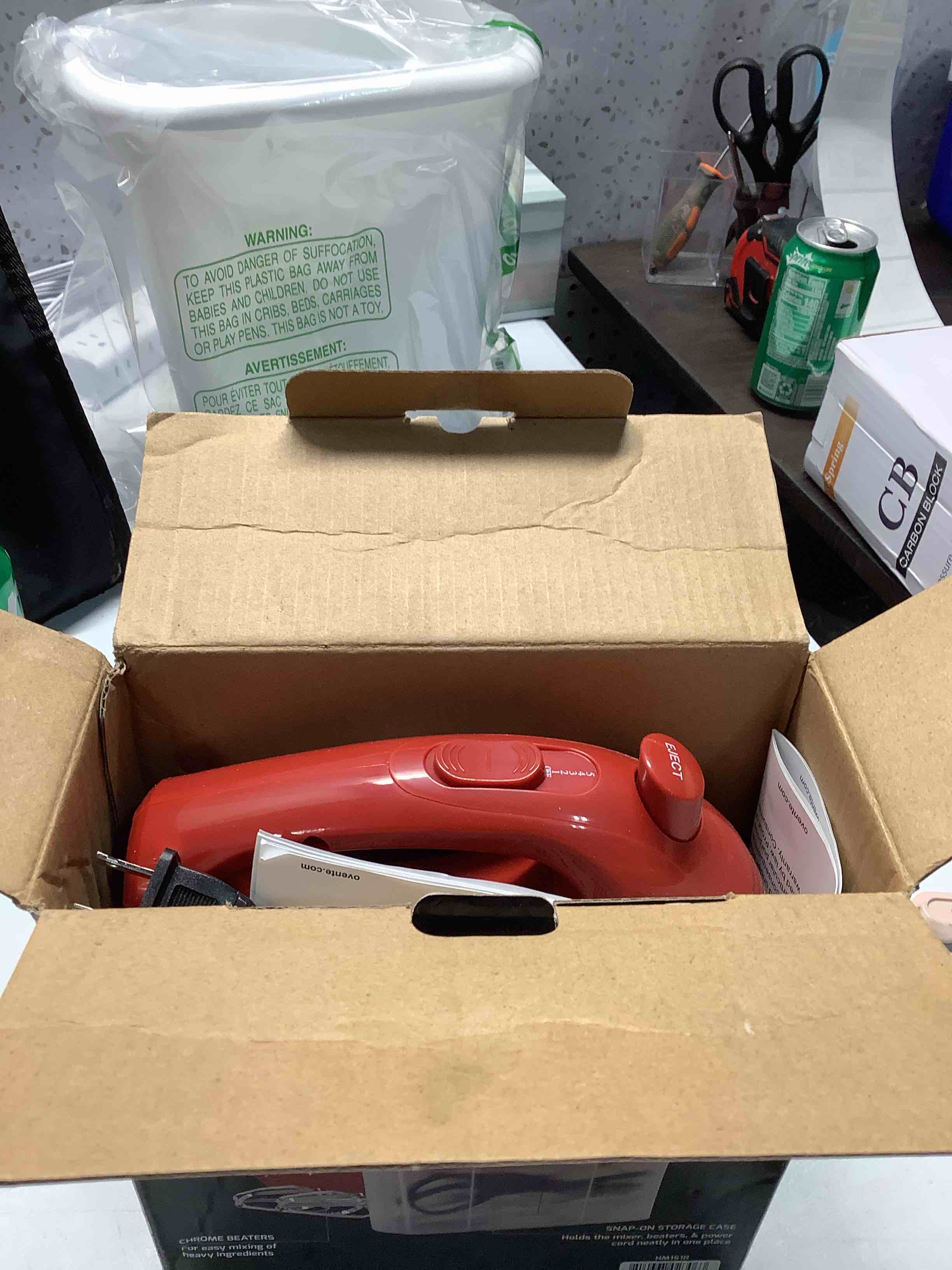 Condition photo showing Good Condition for OVENTE Portable 5 Speed Mixing Electric Hand Mixer with Stainless Steel Whisk Beater Attachments & Snap Storage Case, Compact Lightweight 150 Watt Powerful Blender for Baking & Cooking, Red HM151R