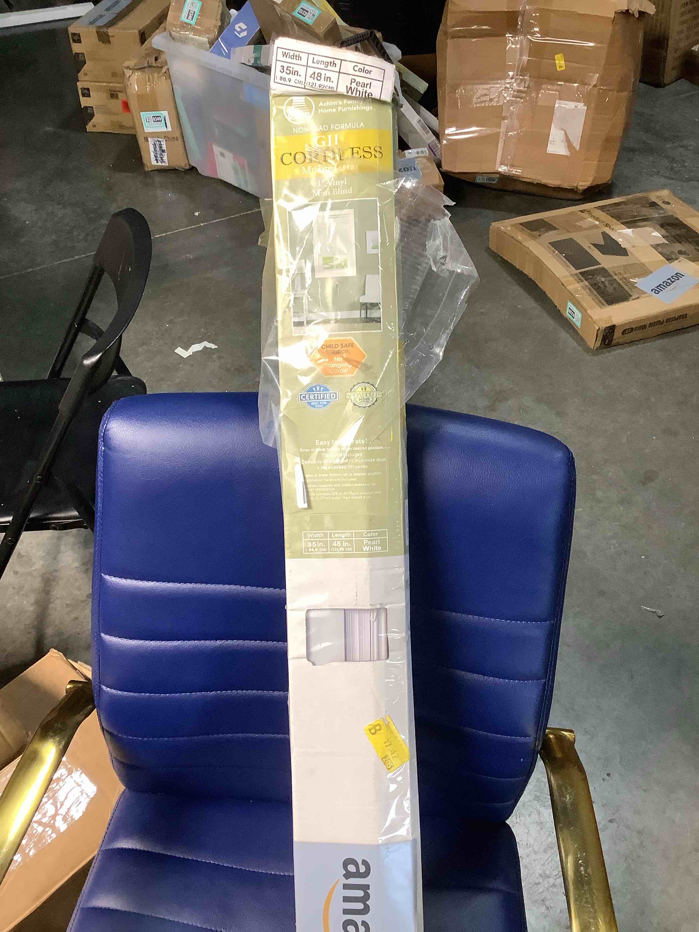 Condition photo showing Good Condition for Cordless Light Filtering Mini Blind - 35 Inch Width, 48 Inch Length, 1" Slat Size - Pearl White - Cordless GII Morningstar Horizontal Windows Blinds for Interior by Achim Home Decor 35"W x 48"H White