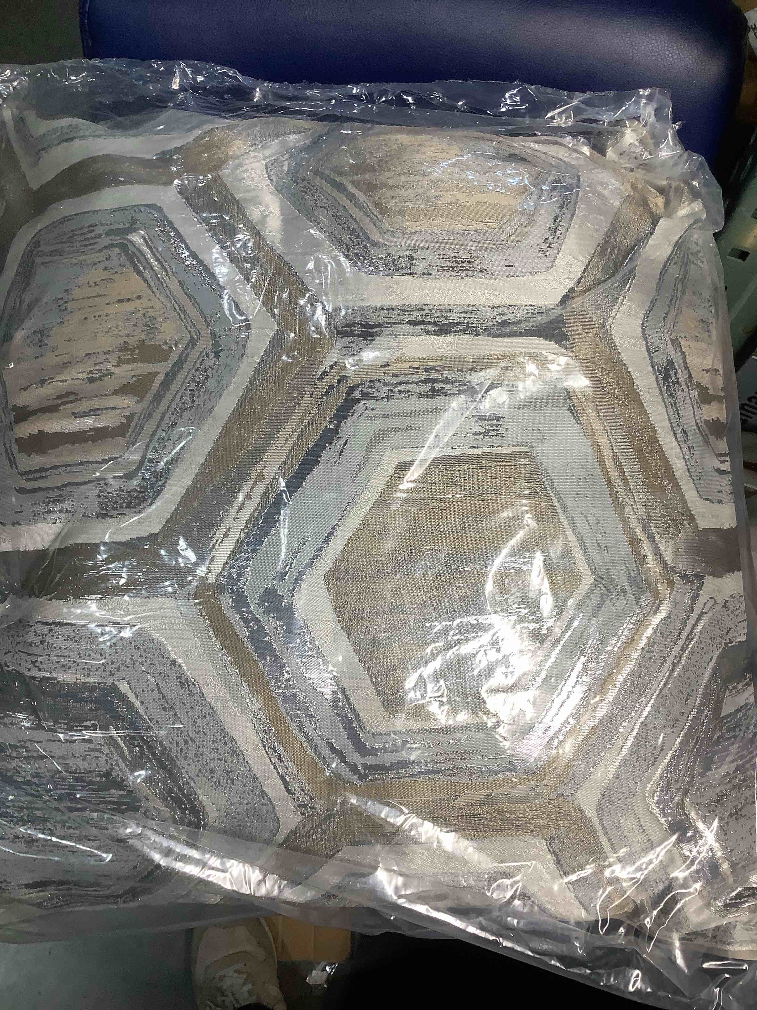 Condition photo showing Good Condition for Signature Design by Ashley Meiling Geometric Throw Pillow, 20 x 20 Inches, Machine Washable, Metallic Silver and Gold