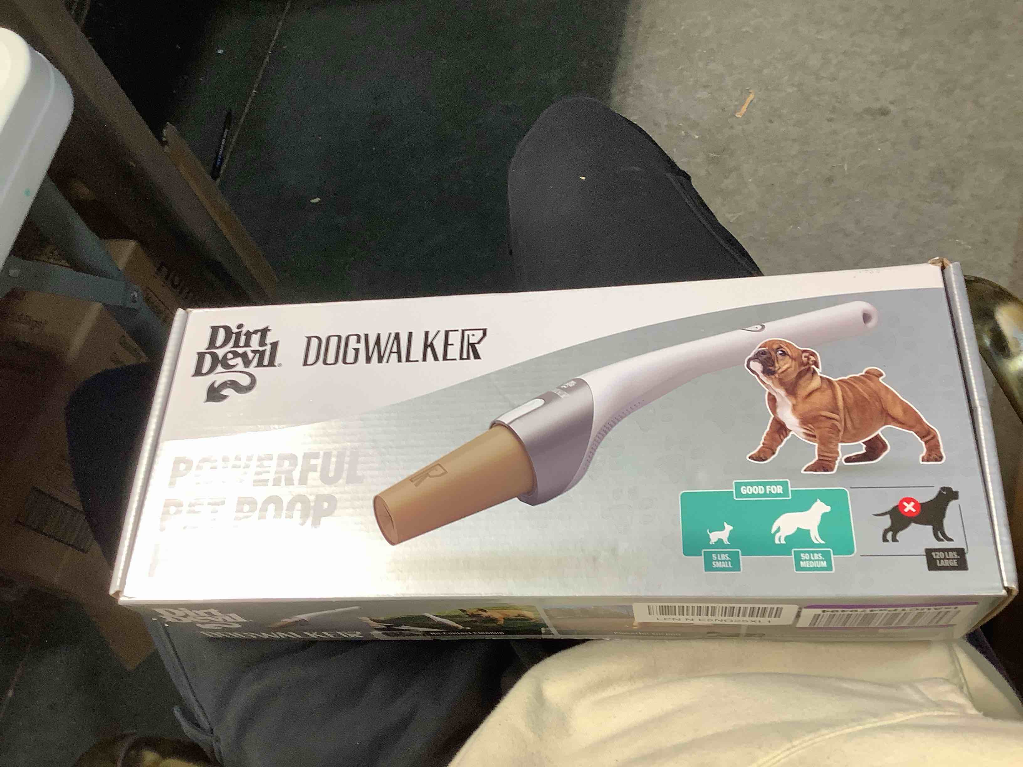 Condition photo showing New/Like New for DogWalker, Bagless, Cordless, Portable Handheld Vacuum Pooper Scooper for Pets with Disposable Waste Cups, in Silver