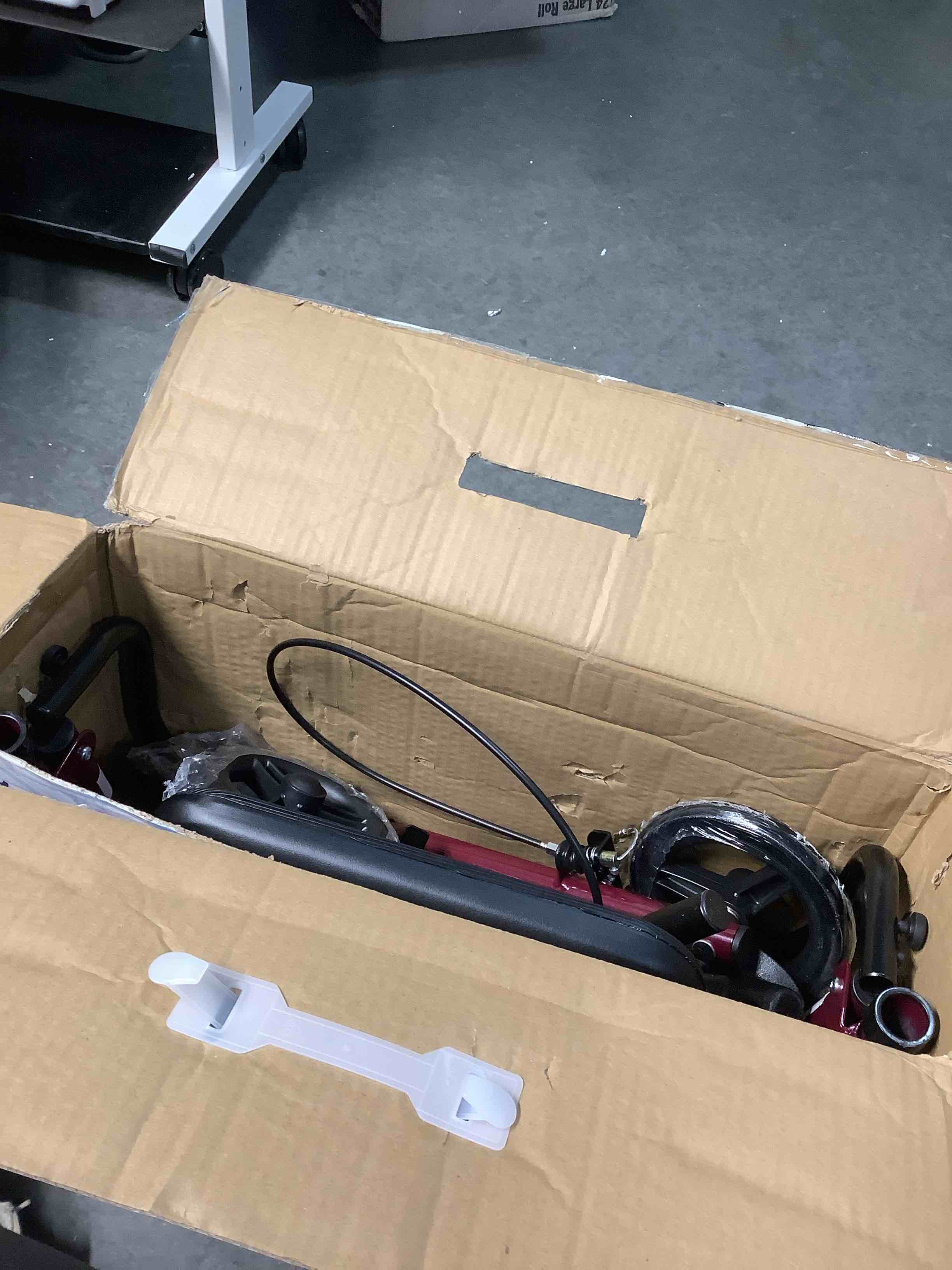 Condition photo showing Good Condition for Medline Steel Rollator Walker with Seat, Burgundy, 350 lb. Weight Capacity, 6” Wheels, Foldable, Adjustable Handles, Rolling Walker for Seniors, Walker for Mobility Impaired