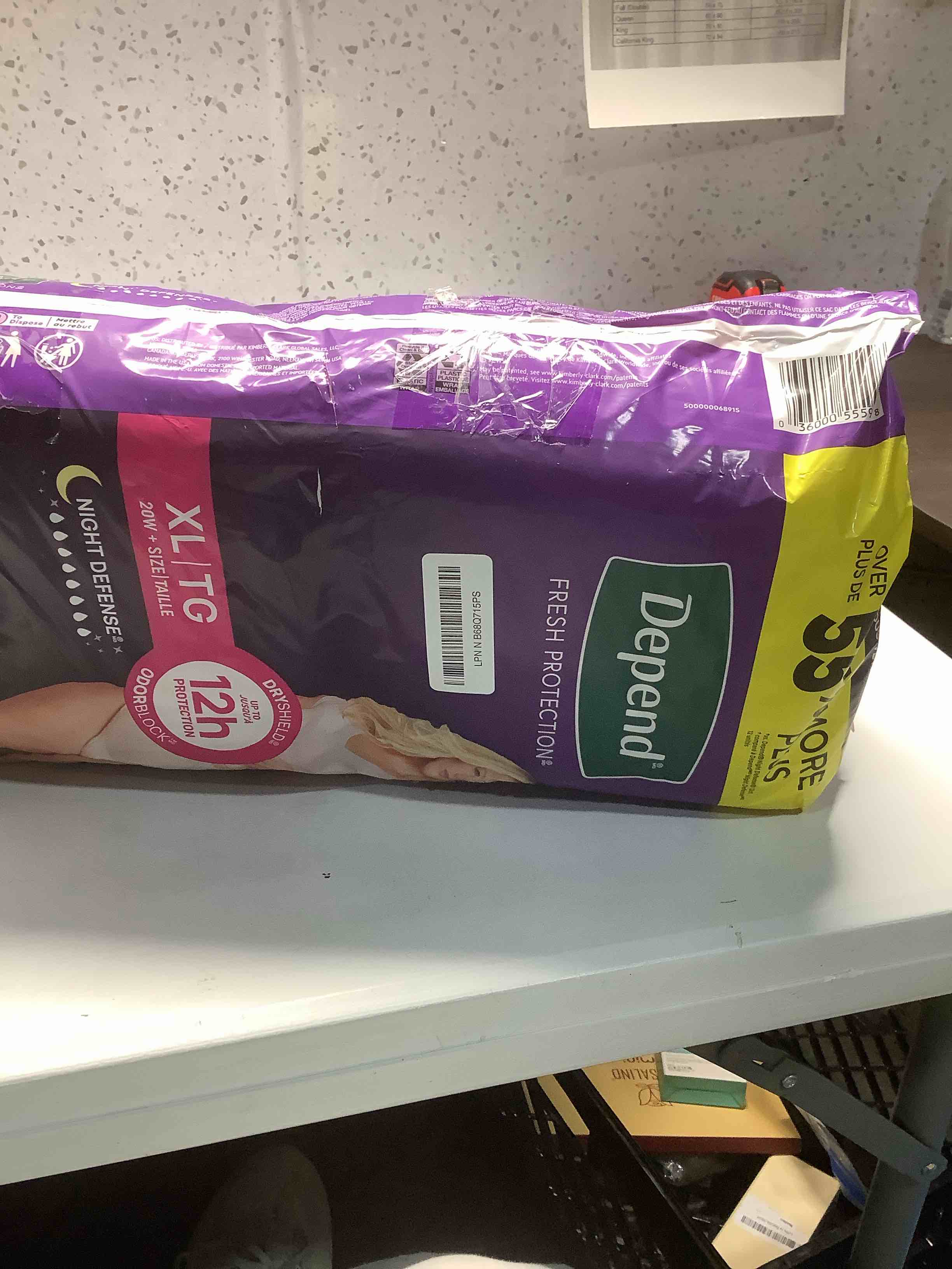 Condition photo showing Good Condition for Depend Night Defense Adult Diapers, Incontinence & Postpartum Bladder Leak Underwear for Women, Disposable, Overnight, Extra-Large, Blush, 20 Count, Packaging May Vary X-Large 20