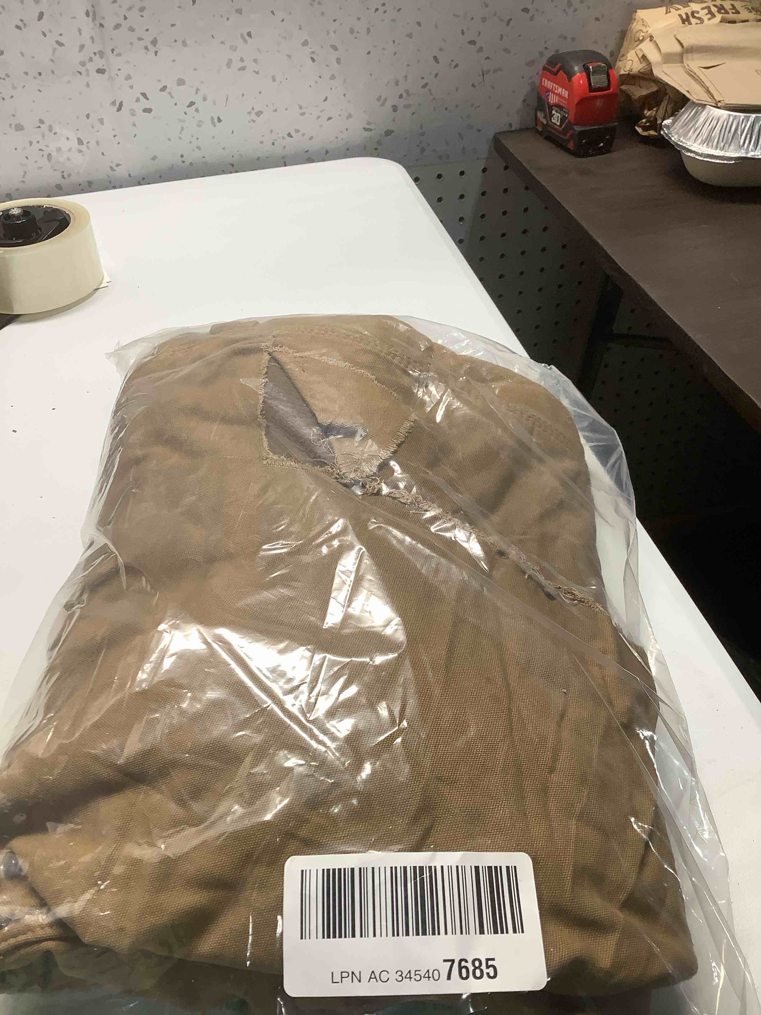 Condition photo showing As Is for Wrangler Authentics Men's Fleece Lined Carpenter Pant 42W x 30L Autumn Khaki