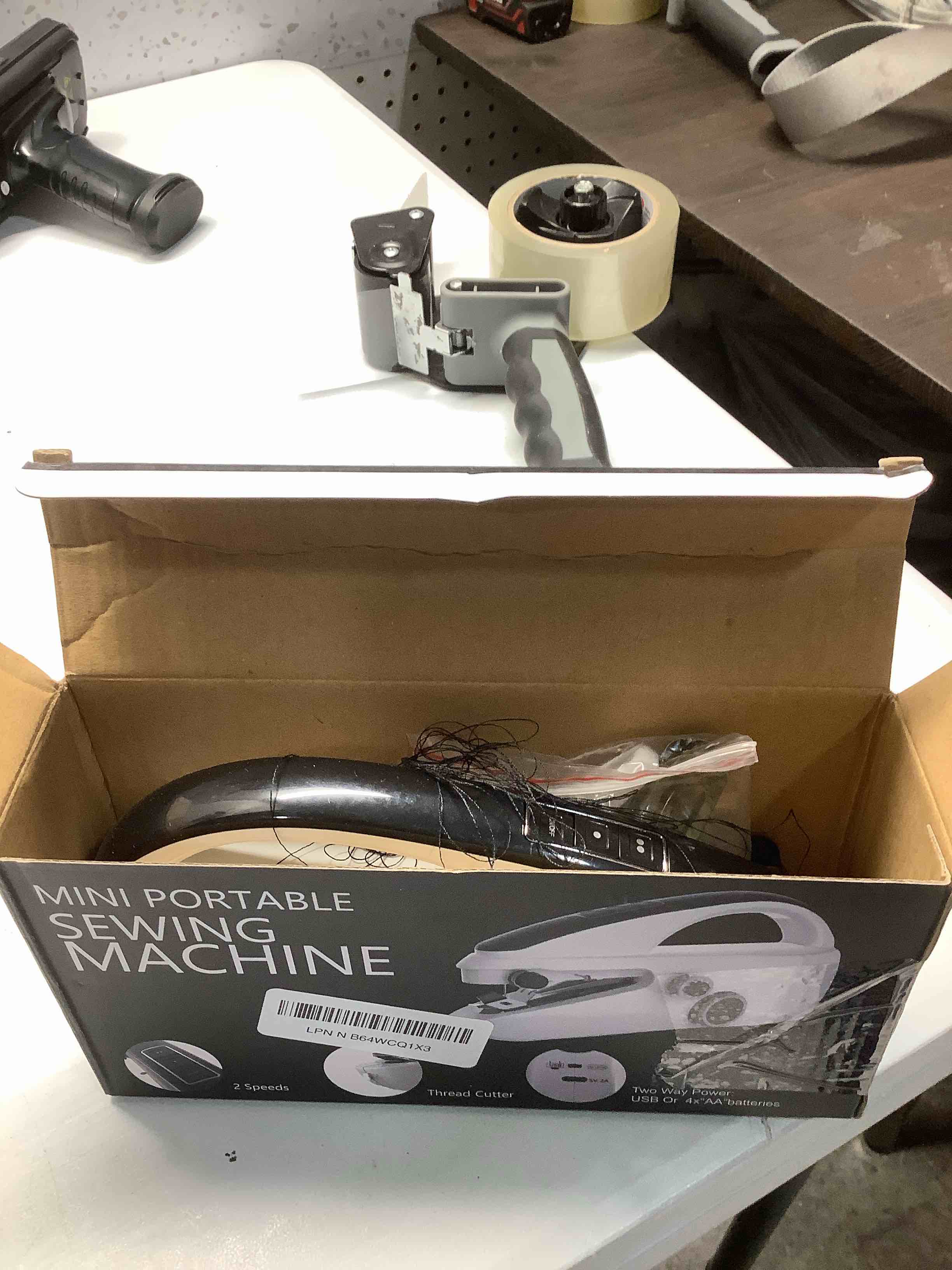 Condition photo showing Good Condition for Handheld Sewing Machine, Easy to Use Portable Electric Mini Sewing Machines for Beginners with Two Speeds, with Complete Accessories Kit, Suitable for Home, Travel and DIY(Black)