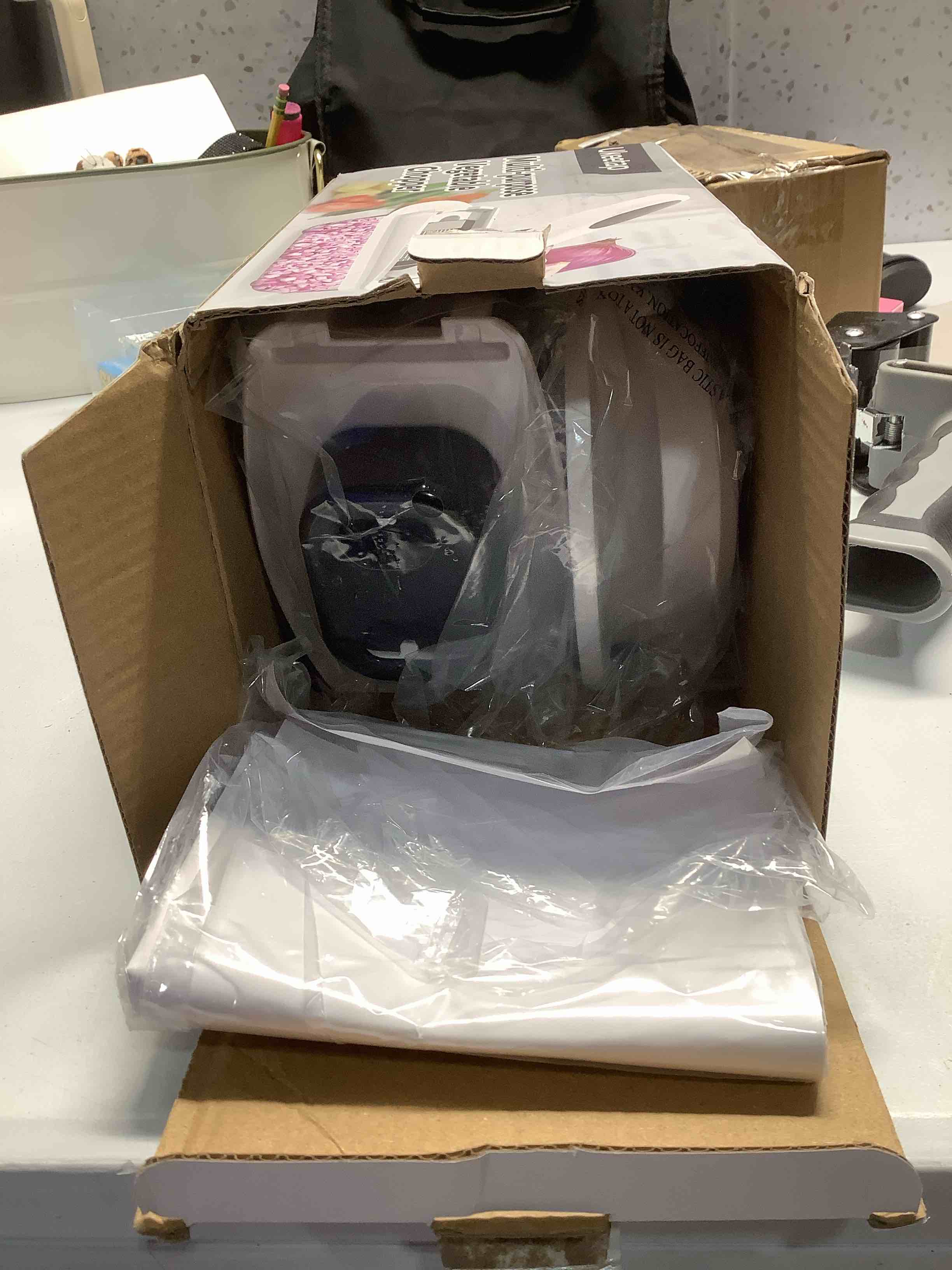 Condition photo showing Good Condition for 8 Blade All-in-1 Vegetable Chopper Mandoline Slicer with Container, Food Chopper, Onion Chopper, Veggie Cutter for Salad, Kitchen Gadgets Accessories Essentials, White White 8-Blade