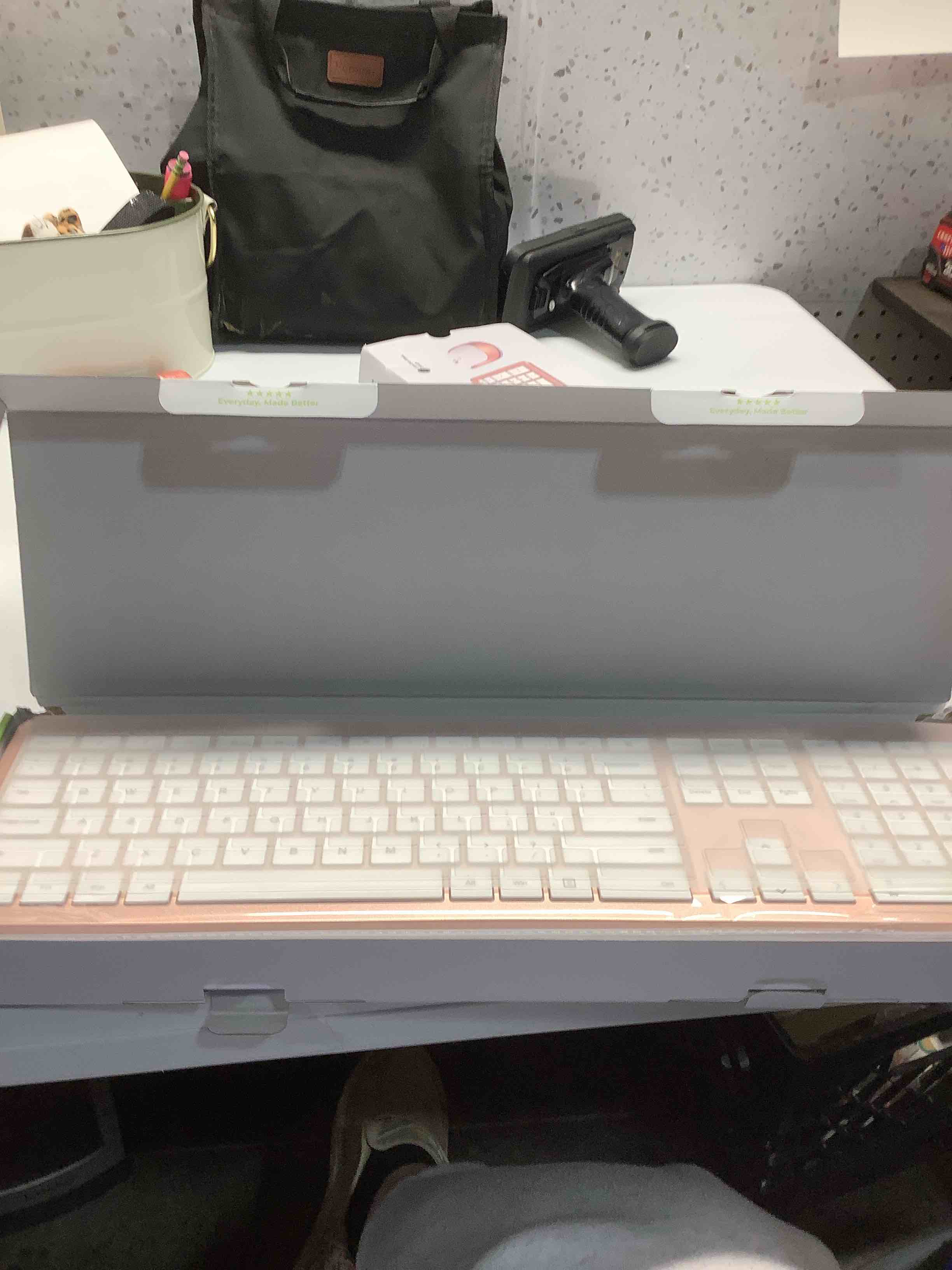 Condition photo showing Good Condition for Wireless Keyboard and Mouse Combo, Full Size Slim Thin Cordless Keyboard Mouse with Numeric Keypad, Quiet Computer Keyboard Mice Set 2.4G Stable Connection Adjustable DPI (Rose Gold) Rose Gold & White