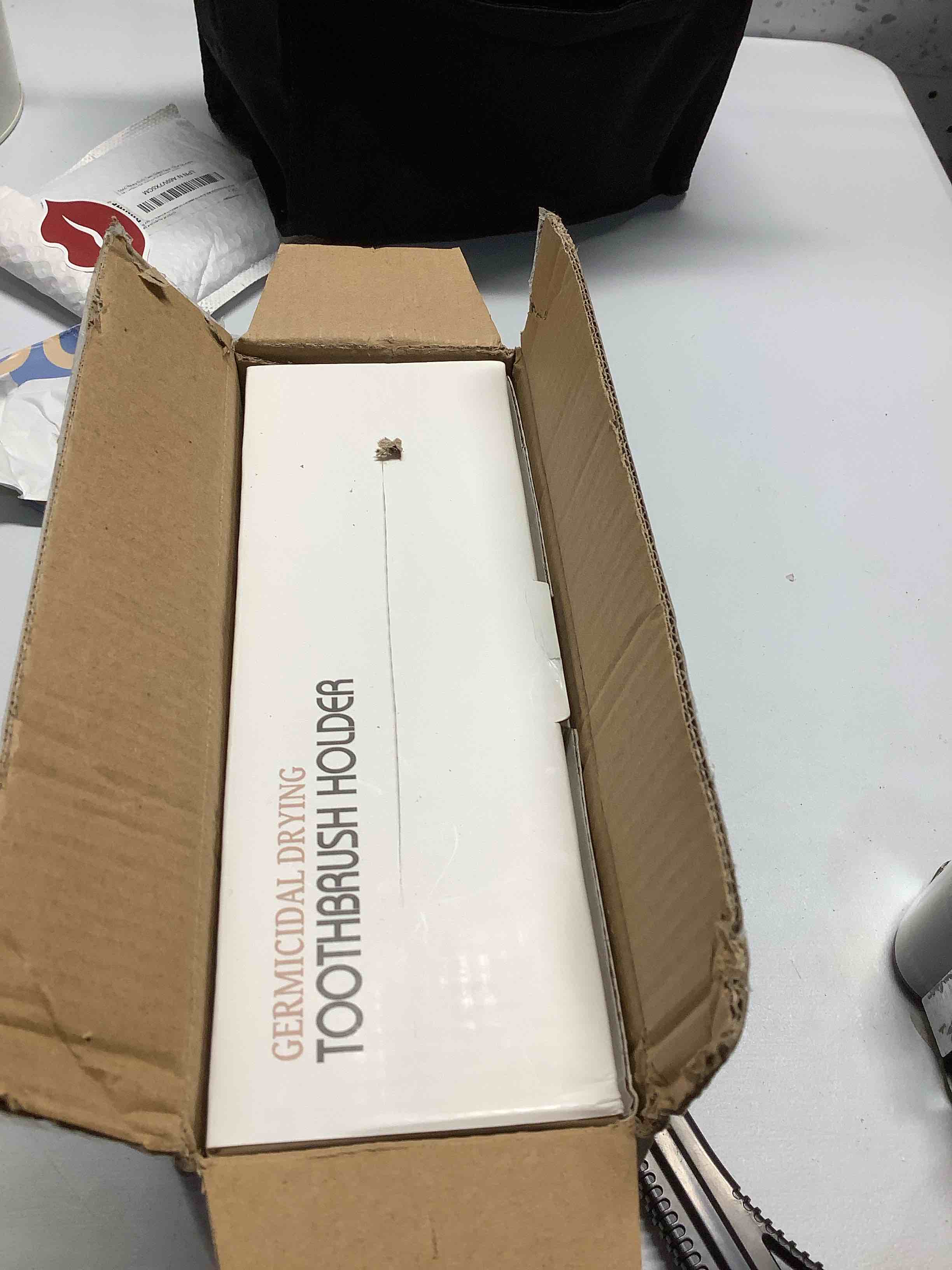 Condition photo showing Good Condition for Electric Toothbrush Holders for Bathrooms, Dustproof Smart Toothbrush Holder Wall Mounted - 4 Brush/2 Cup, Auto Toothpaste Dispenser, Hot Air Drying & LCD Display,Toothbrush Cleaner (Gray)