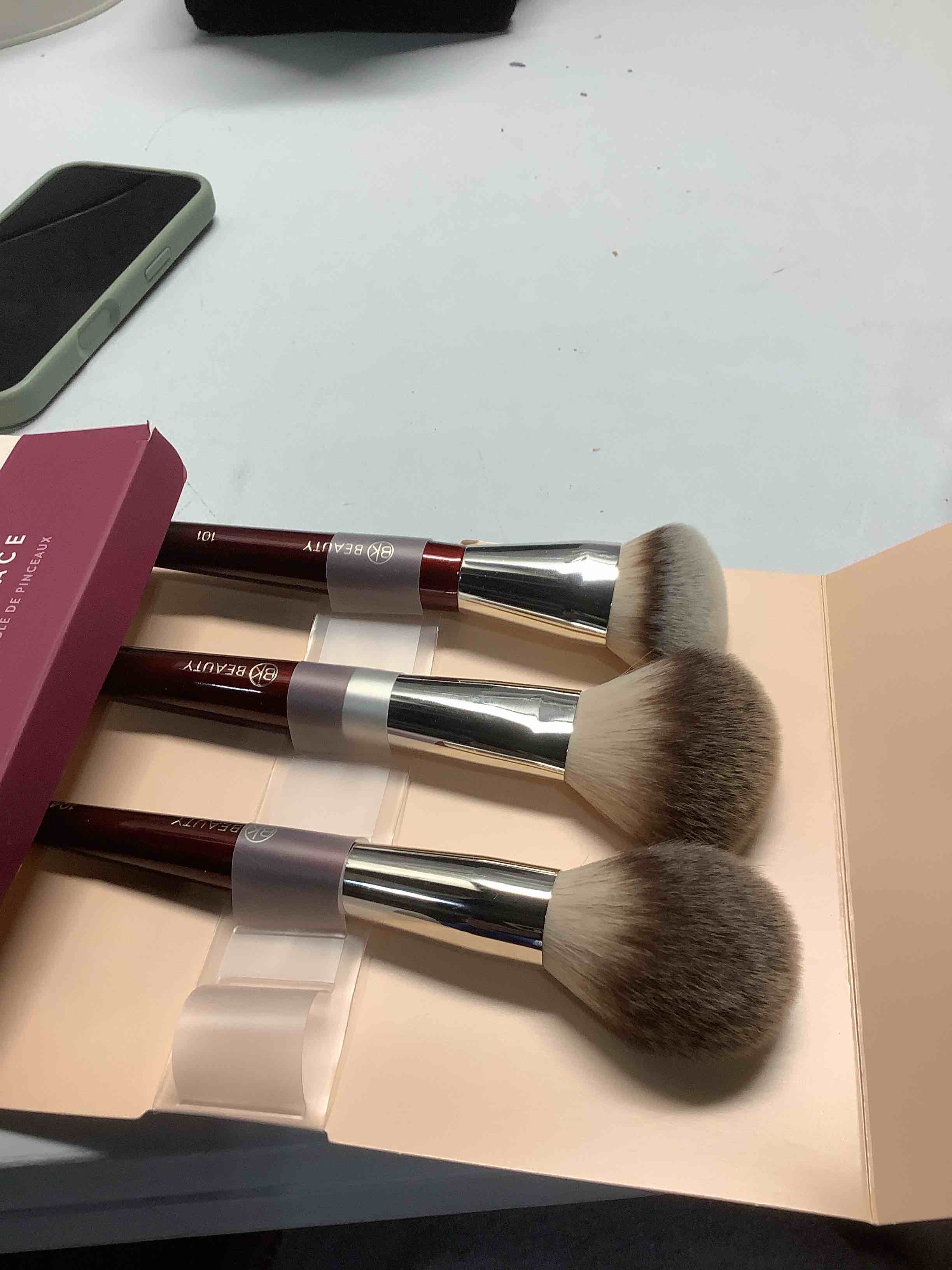 Condition photo showing As Is for MISSING PIECE!!!!!BEAUTY Essentials Face Brush Set (4PC), 100% Cruelty-free, Vegan, Softest Makeup Brush Set with 4 Face Brushes
