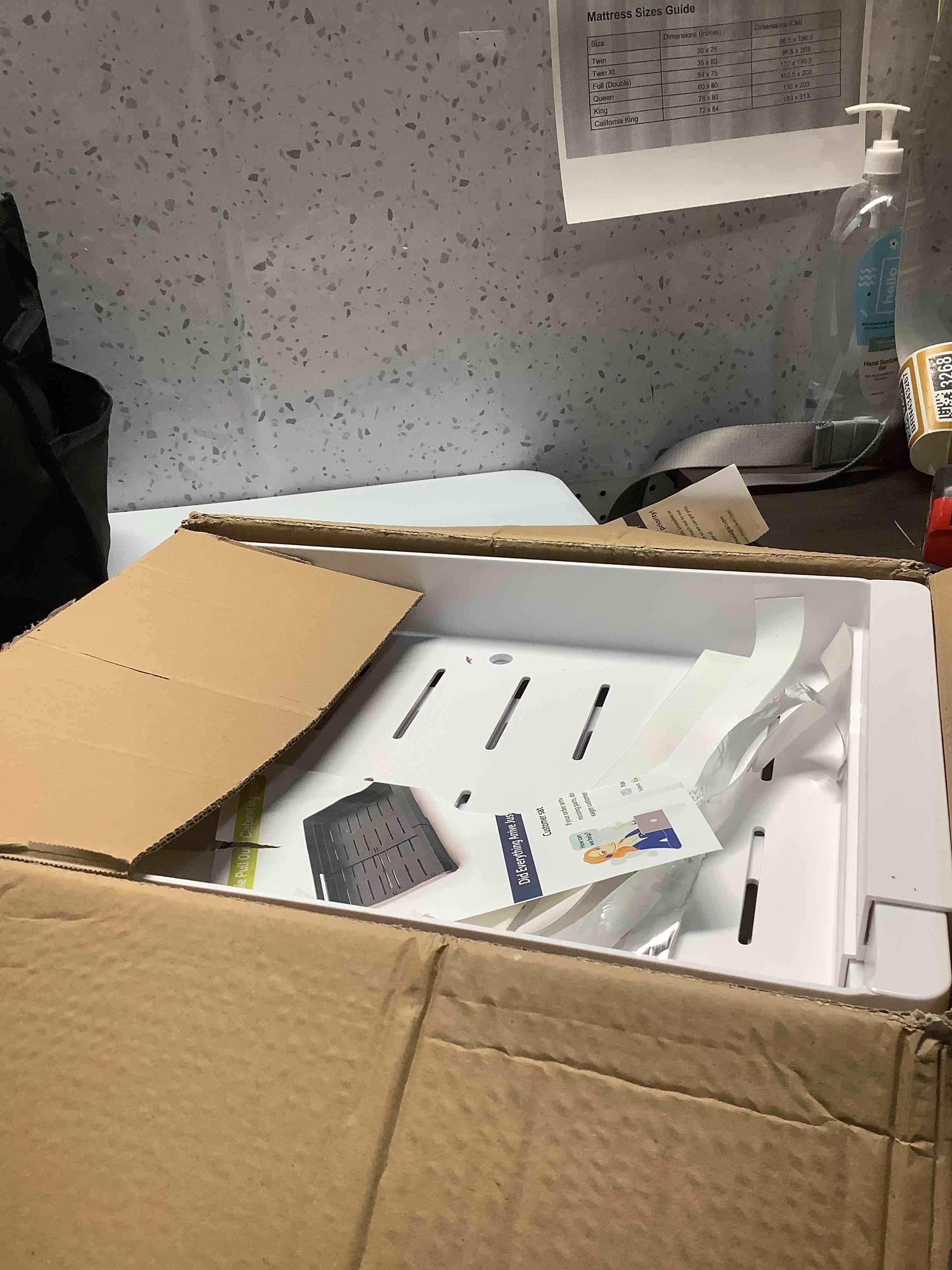 Condition photo showing Good Condition for 2 Pack Pull Out Cabinet Organizers Expandable, Plastic Slide Out Drawers for Kitchen, Bathroom, Pantry, Under Sink Storage, Pull Out Drawers Fixed with Adhesive Nano Film (White, 11.6''-17.5'') White 16.9"D x 11.6"~17.5"W(2Pack)