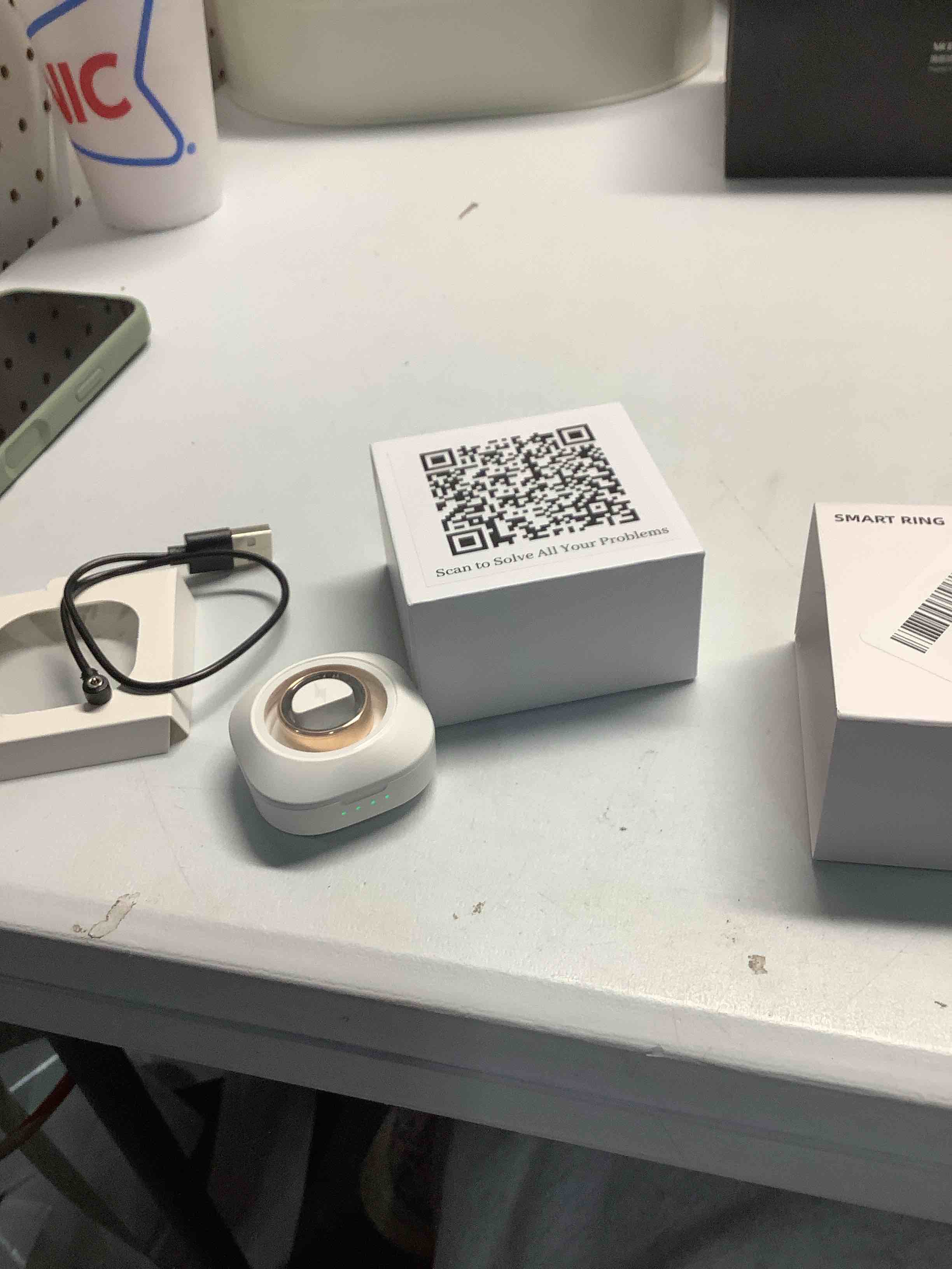 Condition photo showing Good Condition for Smart Health Ring for Women Men Fitness Tracker with Heart Rate, Blood Oxygen, Blood Pressure, Sleep Monitoring, Step Counting, IP68 Waterproof for iOS and Android, No APP Fee, Rose Gold 8 8 Rose Gold