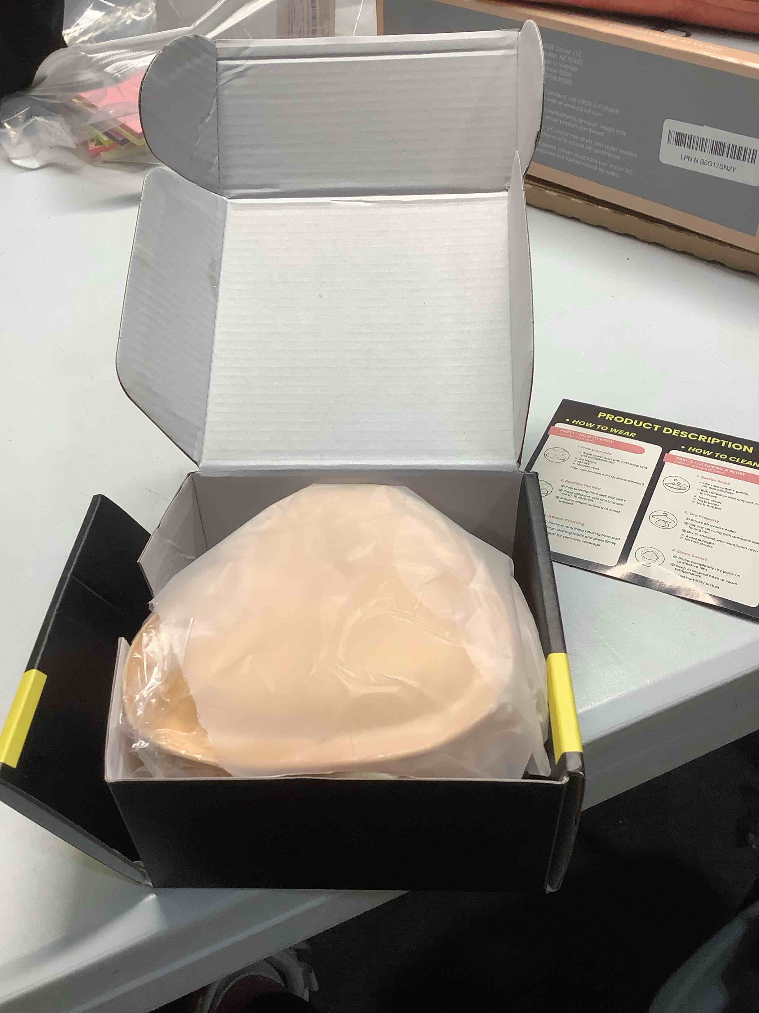 Condition photo showing Good Condition for Double Sided Sticky Bra Push Up, Invisible Bra Pad Inserts for Large Breasts, Adhesive Bra for Bikini Swimsuit (Beige, Medium) Beige Medium