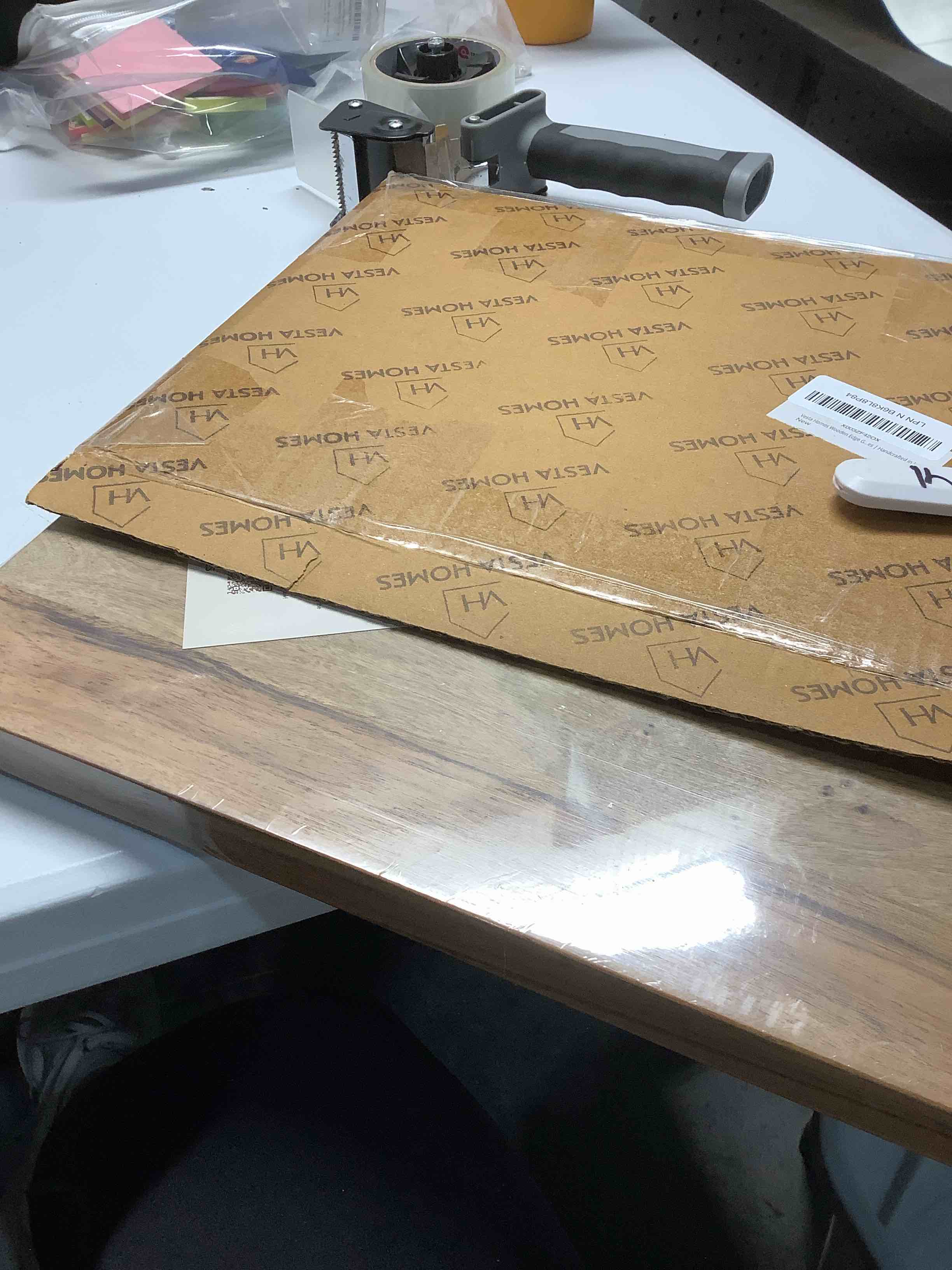 Condition photo showing Good Condition for Vesta Homes Wooden Edge Grain Cutting Board/Chopping, Serving Board/Block for Vegetables, Fruits, Cheese and Charcuterie | Natural Acacia Wood | 15 * 10 * 1 Inches | Handcrafted in India Cierra Edge Grain Board