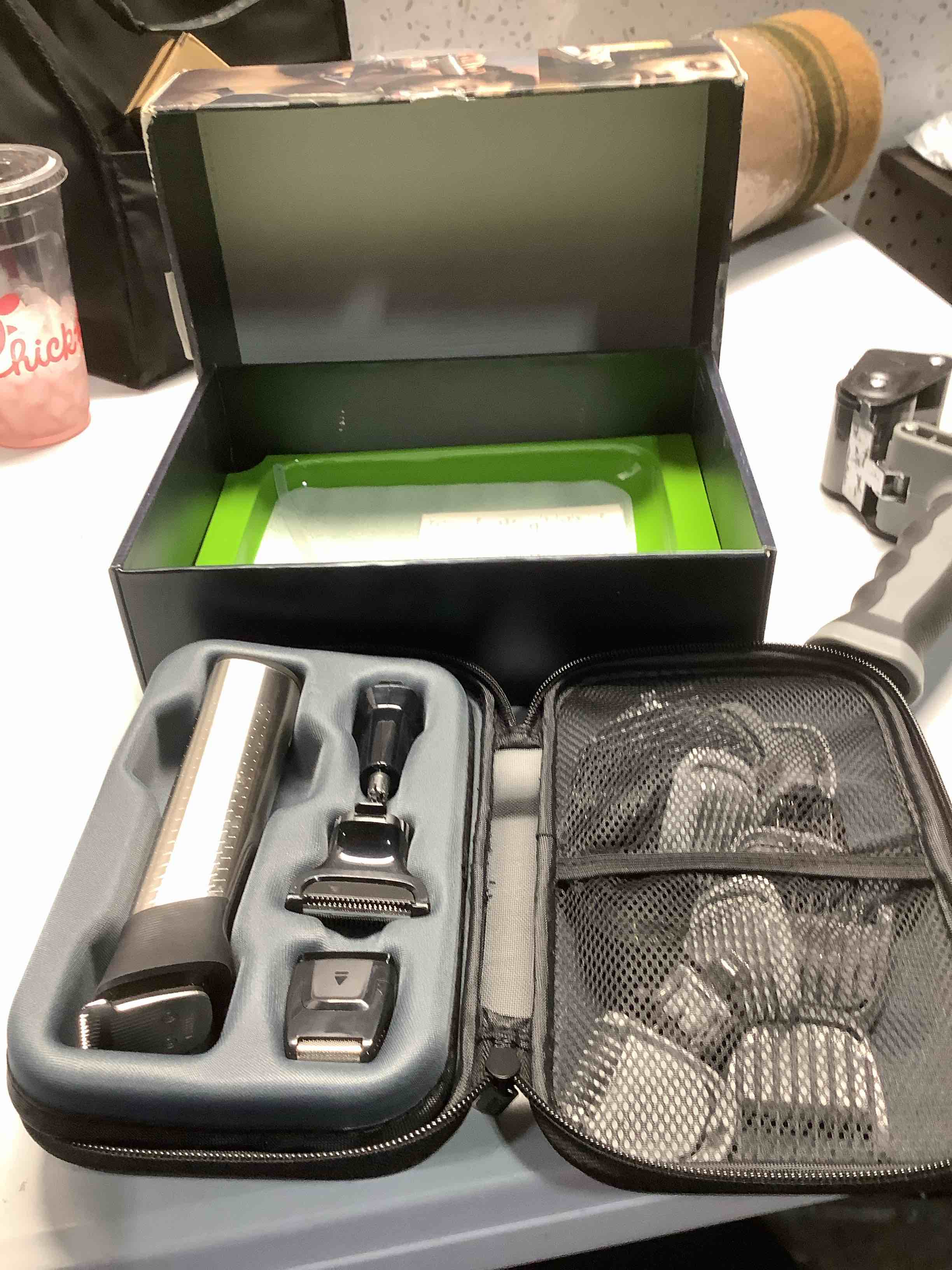 Condition photo showing Good Condition for Norelco New Philips Multigroom Series 9000-21 Piece Men's Grooming Kit for Beard, Body, face, Nose, Ear Hair Trimmer w/Premium Storage case, MG9510/60 Steel MG9510/60 - 21 pieces