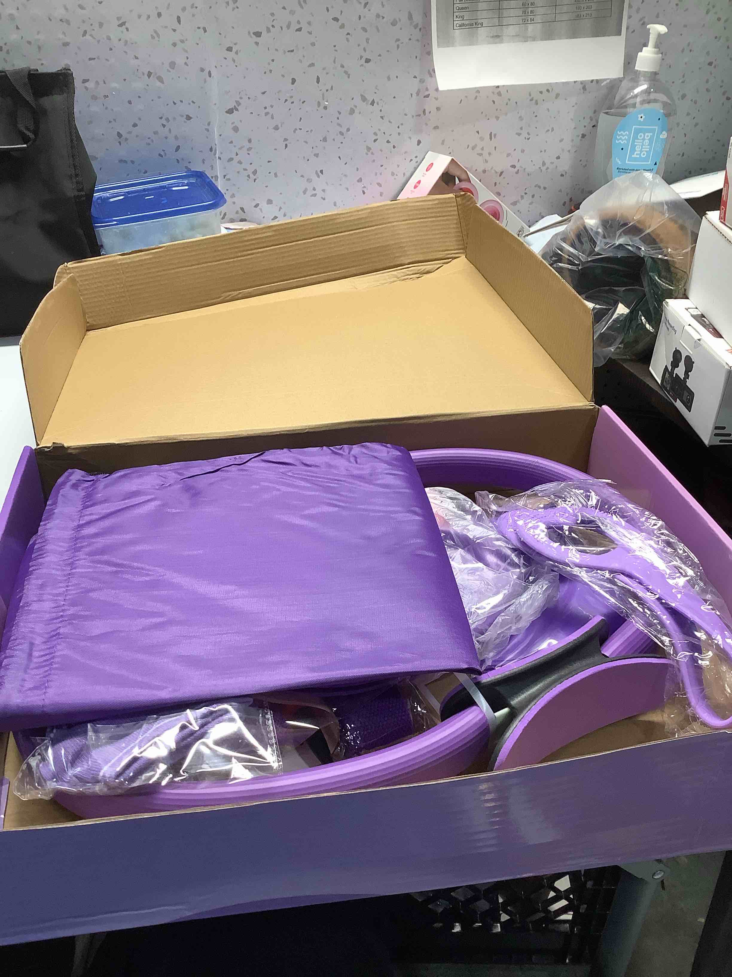 Condition photo showing Good Condition for Pilates Equipment Kit for Women, Home Pilates Kit with Pilates Ring, Home Workout Pilates Ring Set with Resistance Bands, Yoga Ball for Starters Home Workouts Purple