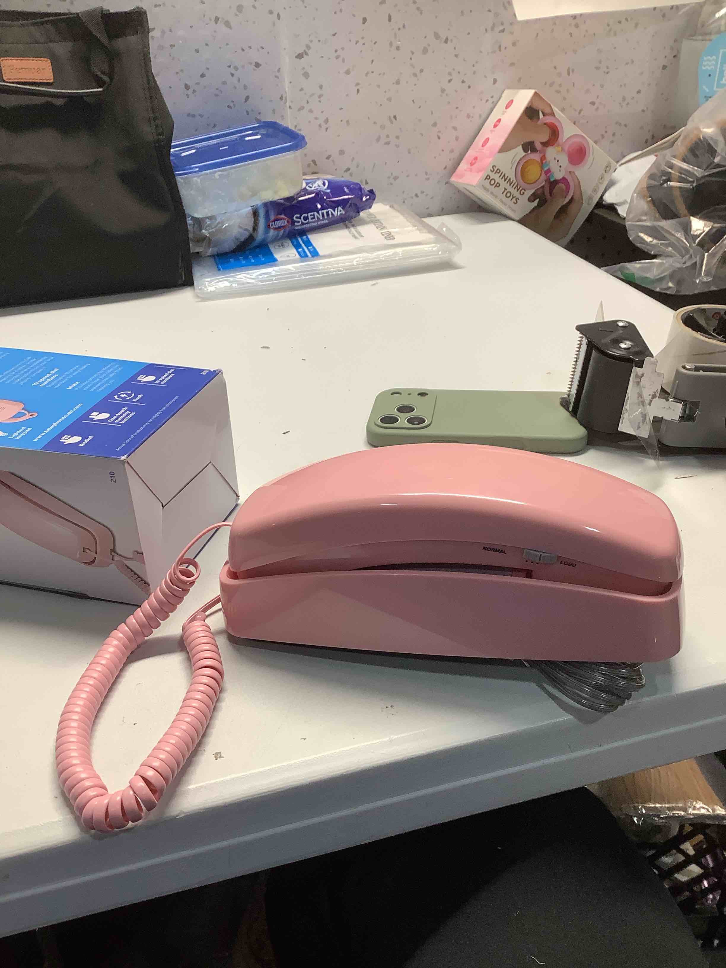 Condition photo showing Good Condition for AT&T TRIMLINE 210 Corded Home Phone, No AC Power Required, Improved Easy-wall-mount, Lighted Big Button Keypad, 13 SpeedDial Keys, Last Number Redial, Mute, Flash, Volume Control, Princess Phone, PINK