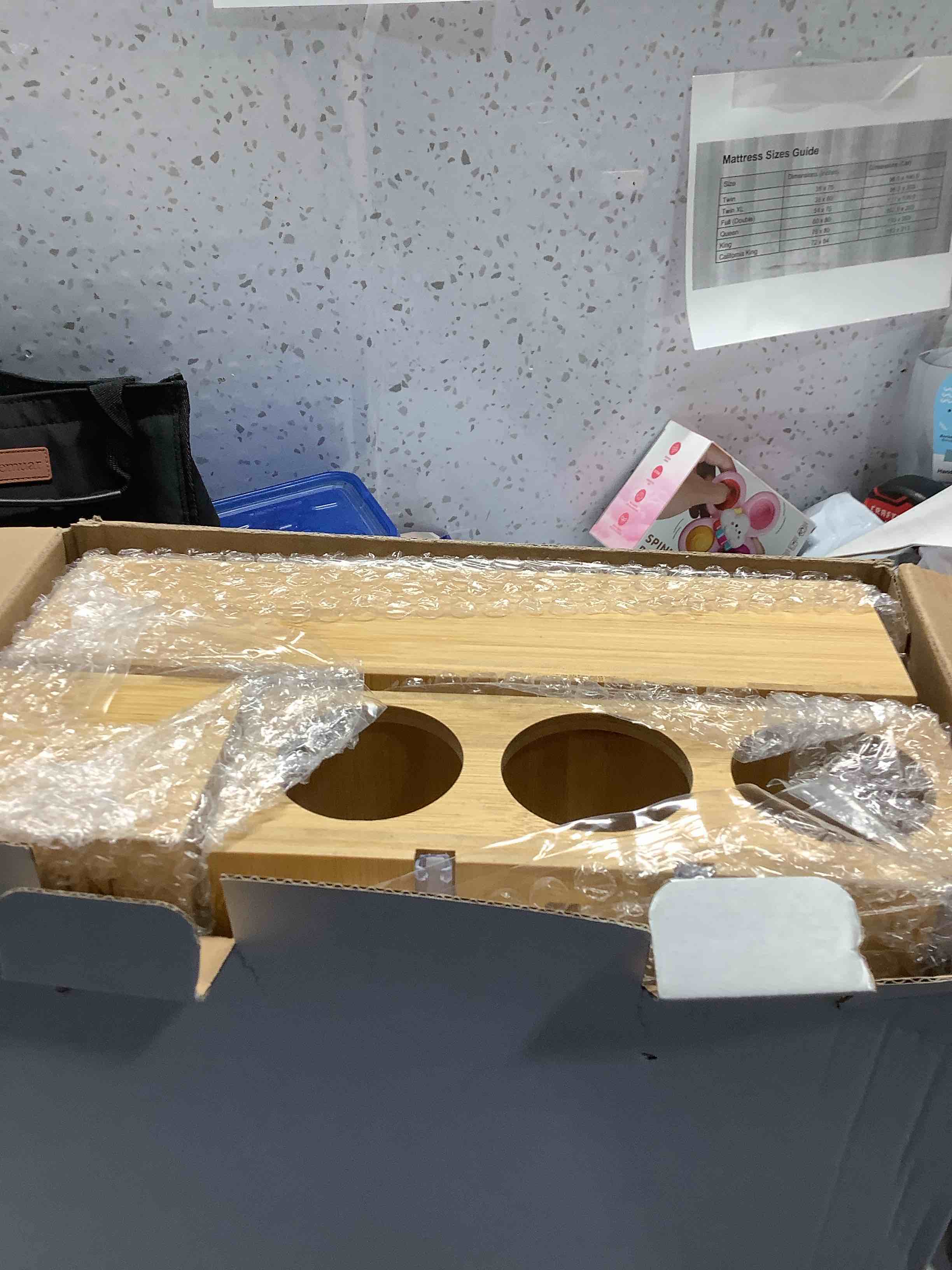 Condition photo showing Good Condition for 9 IN 1 Bamboo Foil and Plastic Wrap Organizer for Kitchen Drawer, Plastic Bag Organizer Organization and Storage, Food Storage Bag Organizer with Labels for Quart Gallon Snack Sandwich Bag Natural