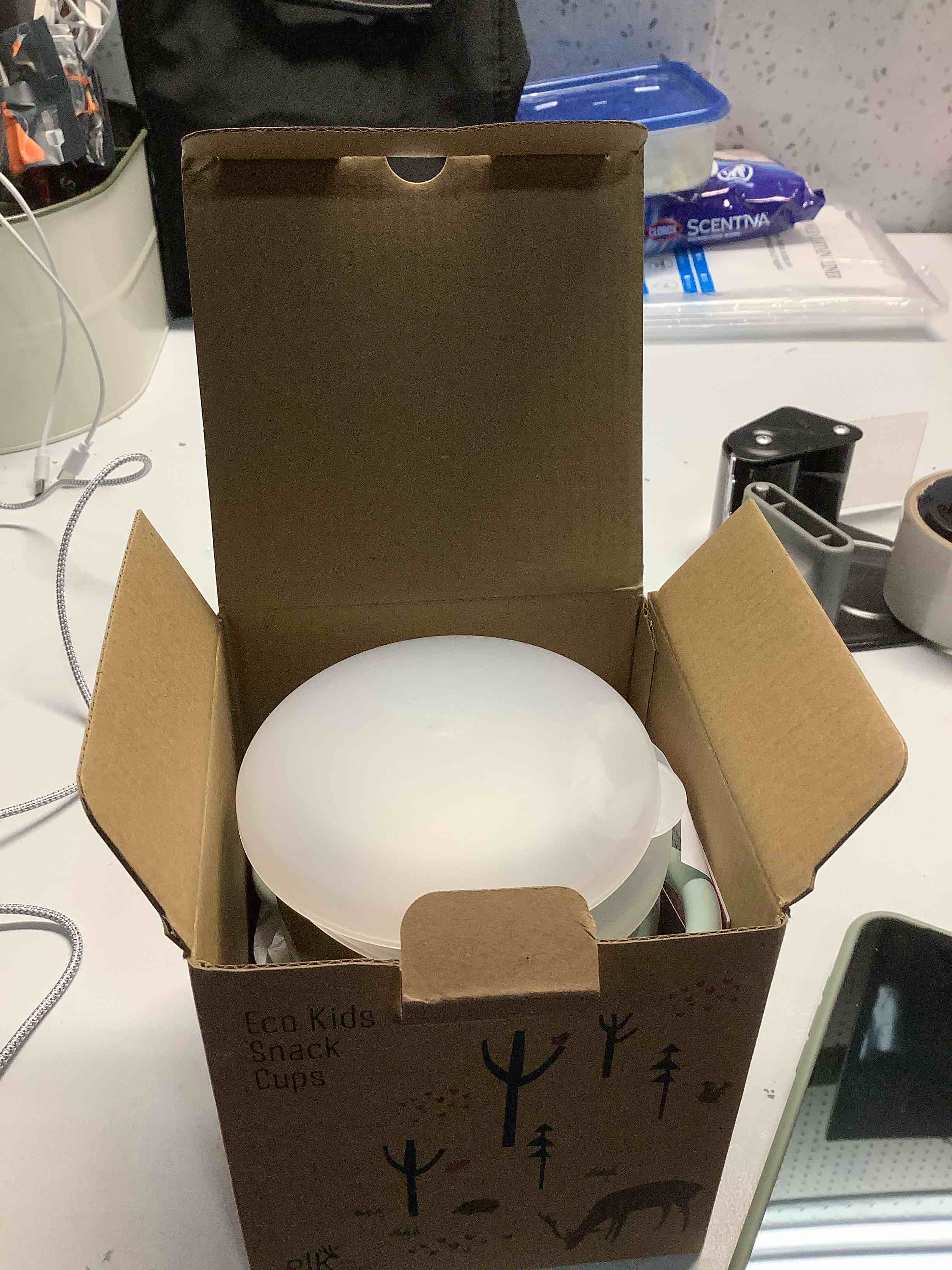 Condition photo showing Good Condition for Elk and Friends Stainless Steel Snack Cups | Removable Silicone Food Catcher and Travel Lid | Spill-Proof Snack Containers for Baby, Toddler, Kids | Dishwasher Safe | 2 Pack Sage/MistyBlue